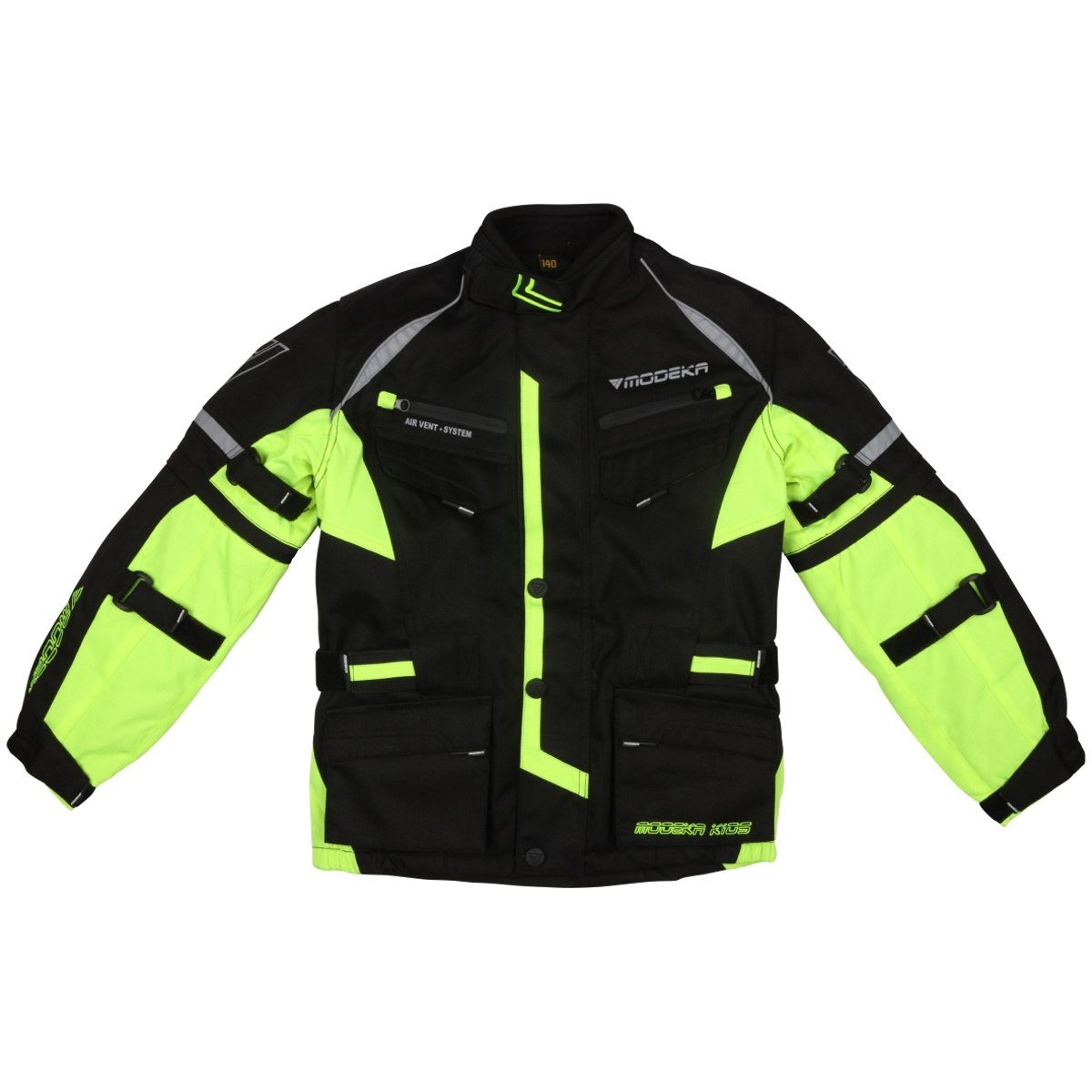 Motorradjacke Modeka Tourex II Textiljacke schwarz / gelb Kids