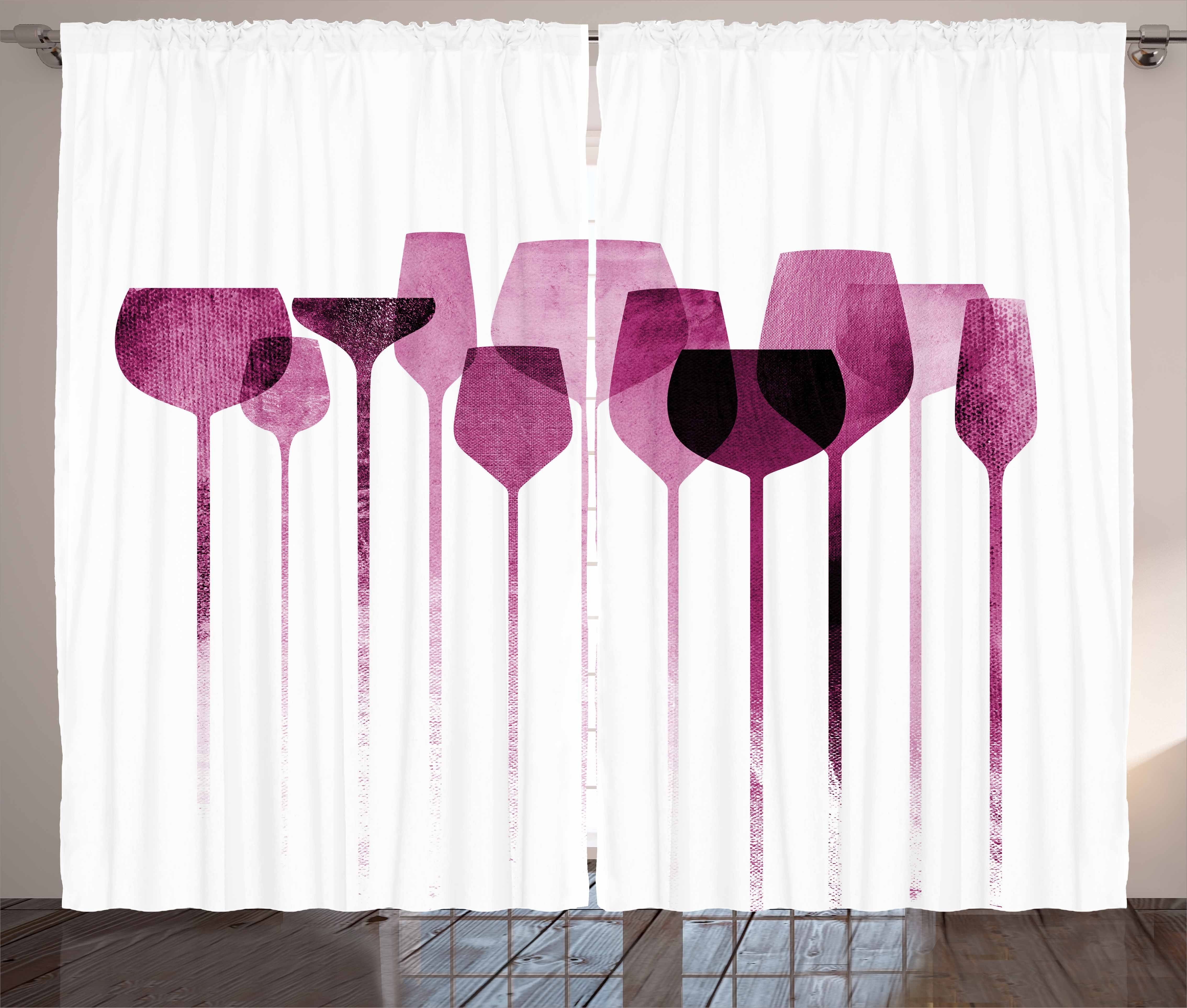 Gardine Schlafzimmer Kräuselband Vorhang mit Schlaufen und Haken, Abakuhaus, Wein Artwork Party Brille
