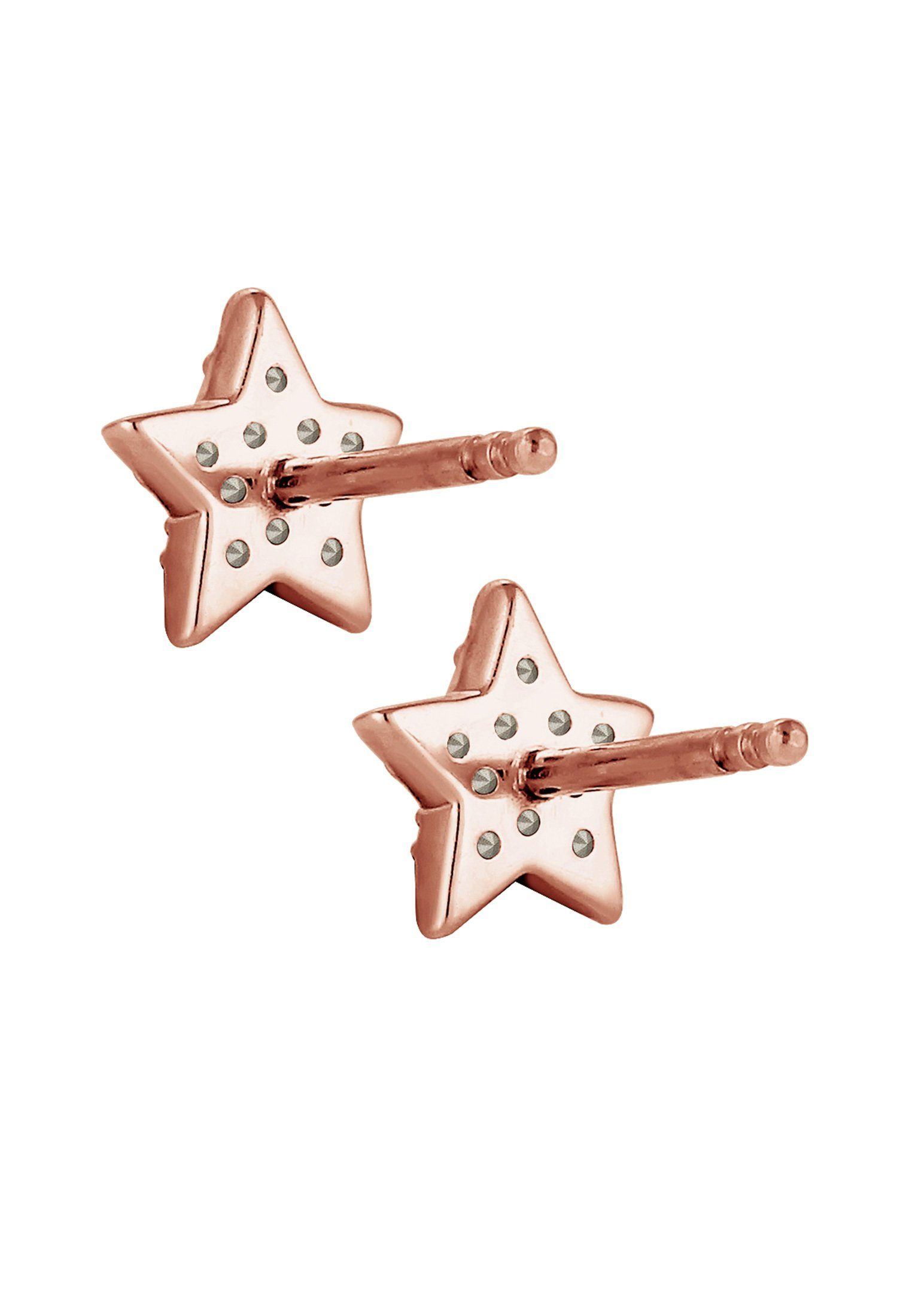 Elli Rosegold Trend Sterne Astro Ohrstecker Paar Kristalle 925 Silber