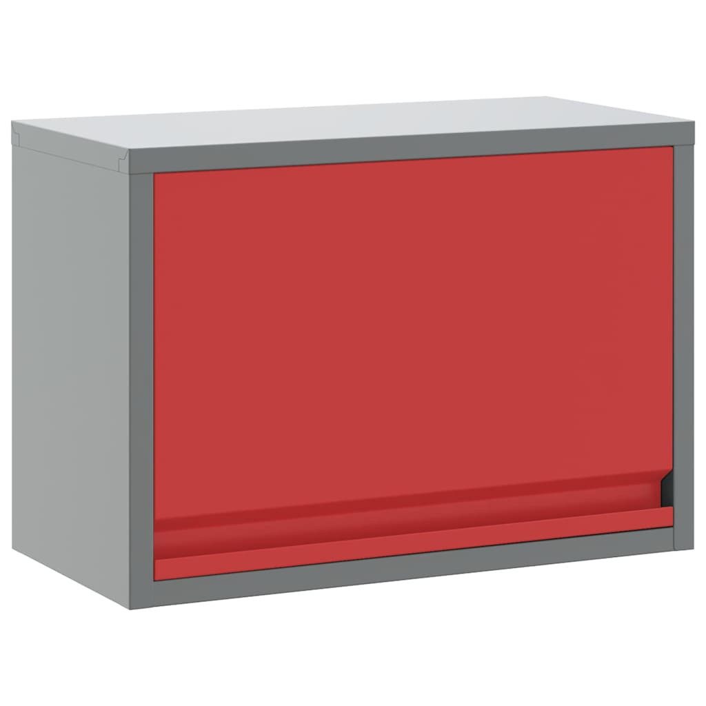 vidaXL Werkzeugbox Werkzeugschrank mit Speicher Rot und Grau 50 x 25 x 35 cm (1 St)