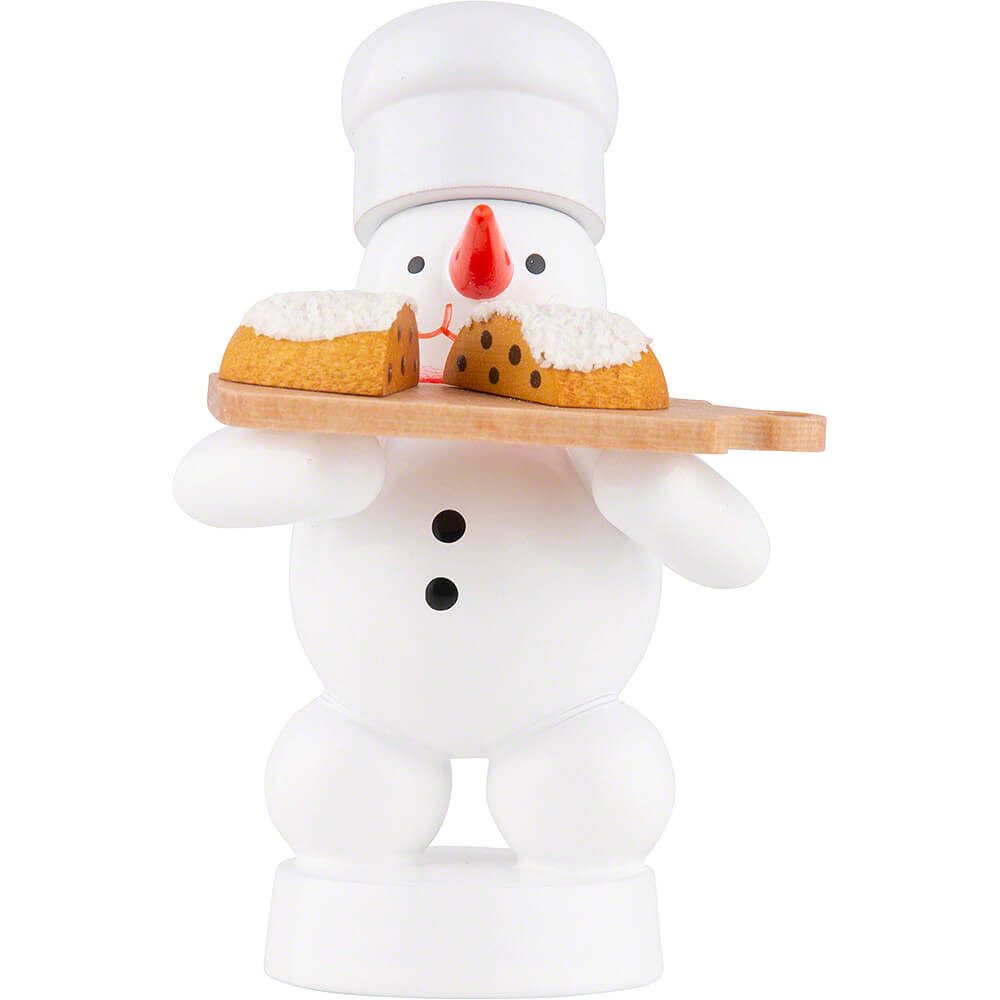 Volkskunst Zenker Dekofigur Schneemann Bäcker mit Stollen (8cm) von Zenker Volkskunst