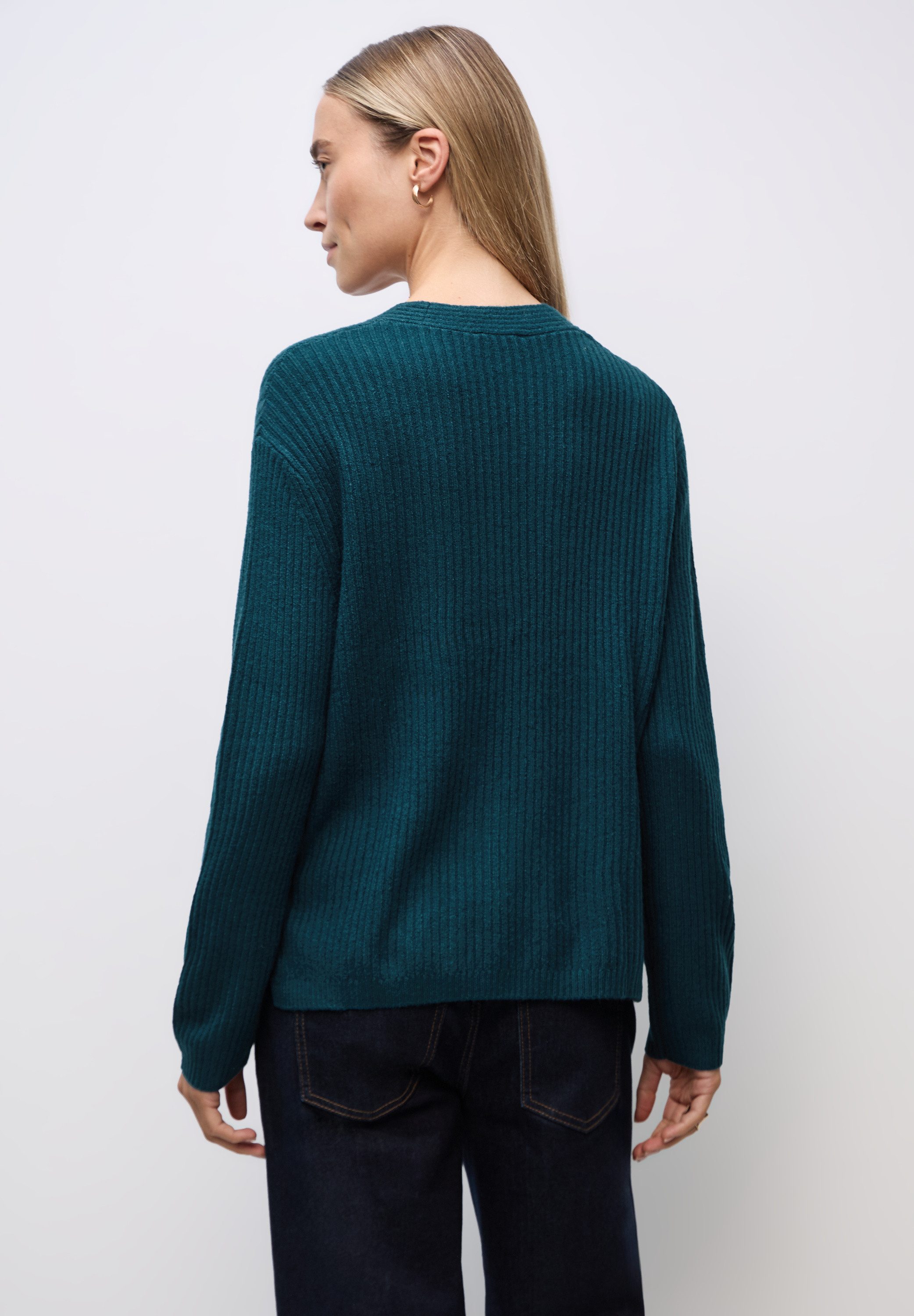 STREET ONE V-Ausschnitt-Pullover in Unifarbe günstig online kaufen