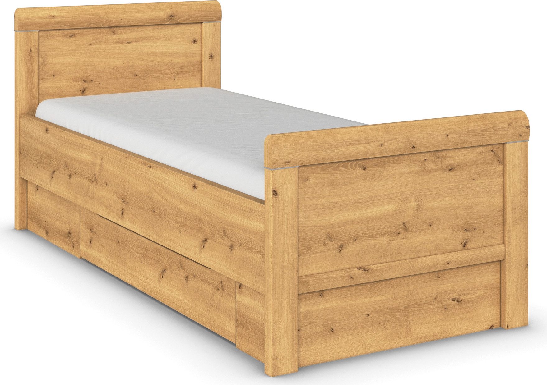 rauch Stauraumbett Bett Einzelbett Stollenbett Bettkästen EVELYN, in Komforthöhe mit Holzkopfteil sowie Schubladen MADE IN GERMANY