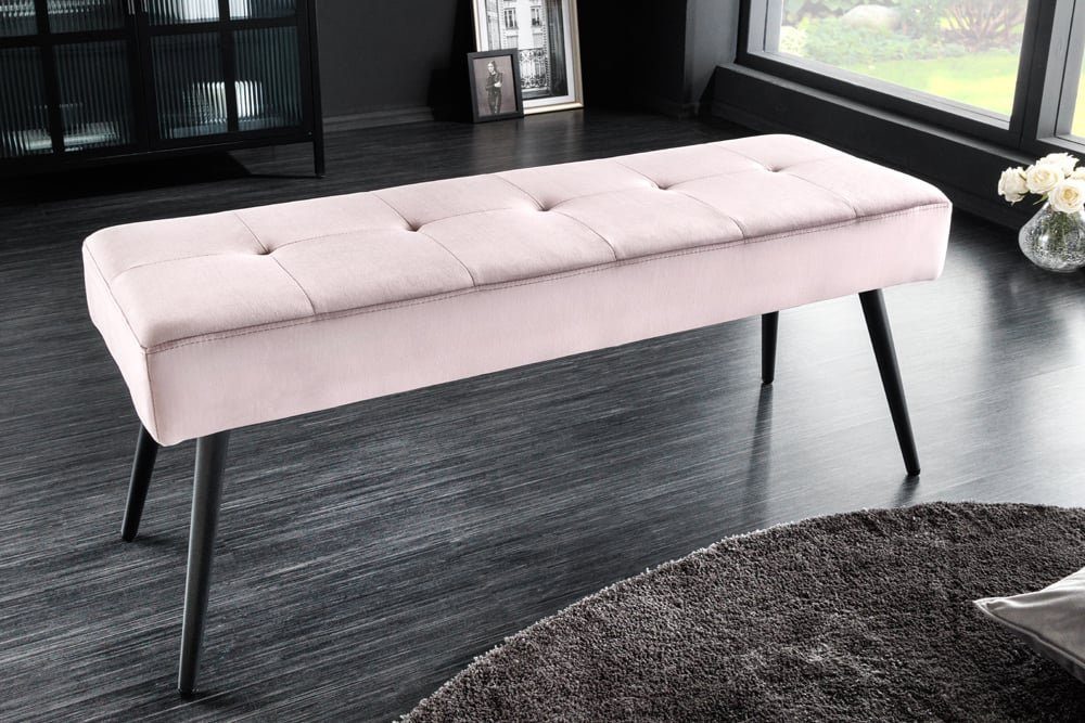 100cm Moderne LebensWohnArt BELLE rosa Sitzbank Sitzbank Samt