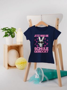 Shirtracer T-Shirt Jetzt wird die Schule gerockt Hase Einschulung Mädchen