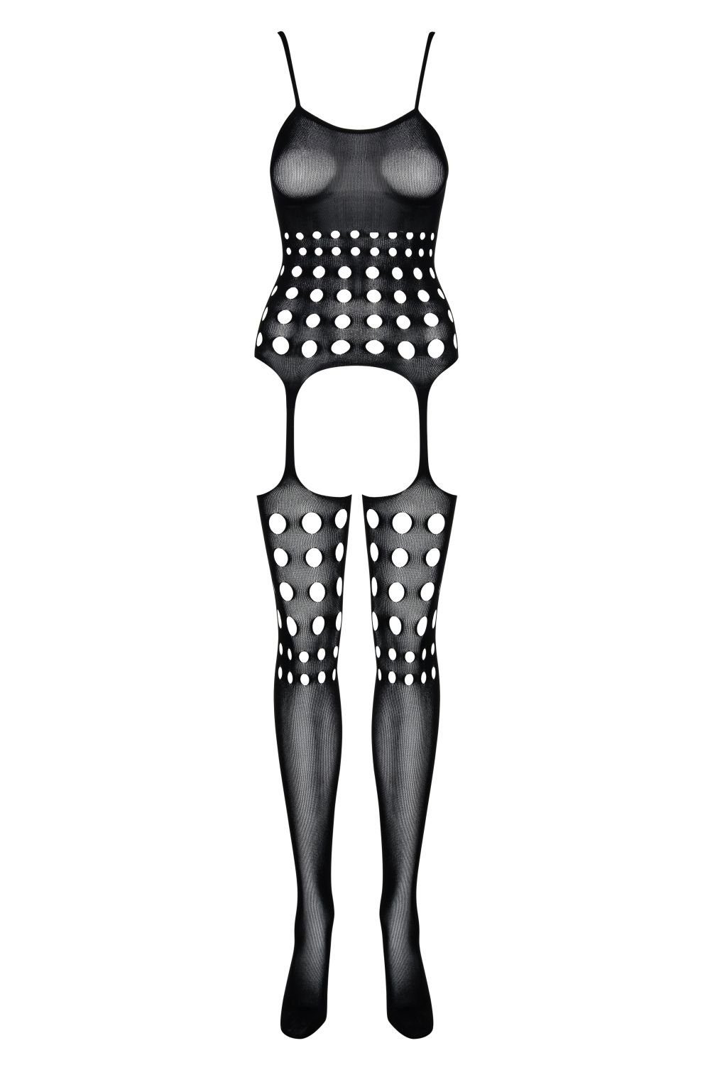 Obsessive Bodystocking Straps Catsuit schwarz offen Body Stocking transparent 20 DEN (1 St)