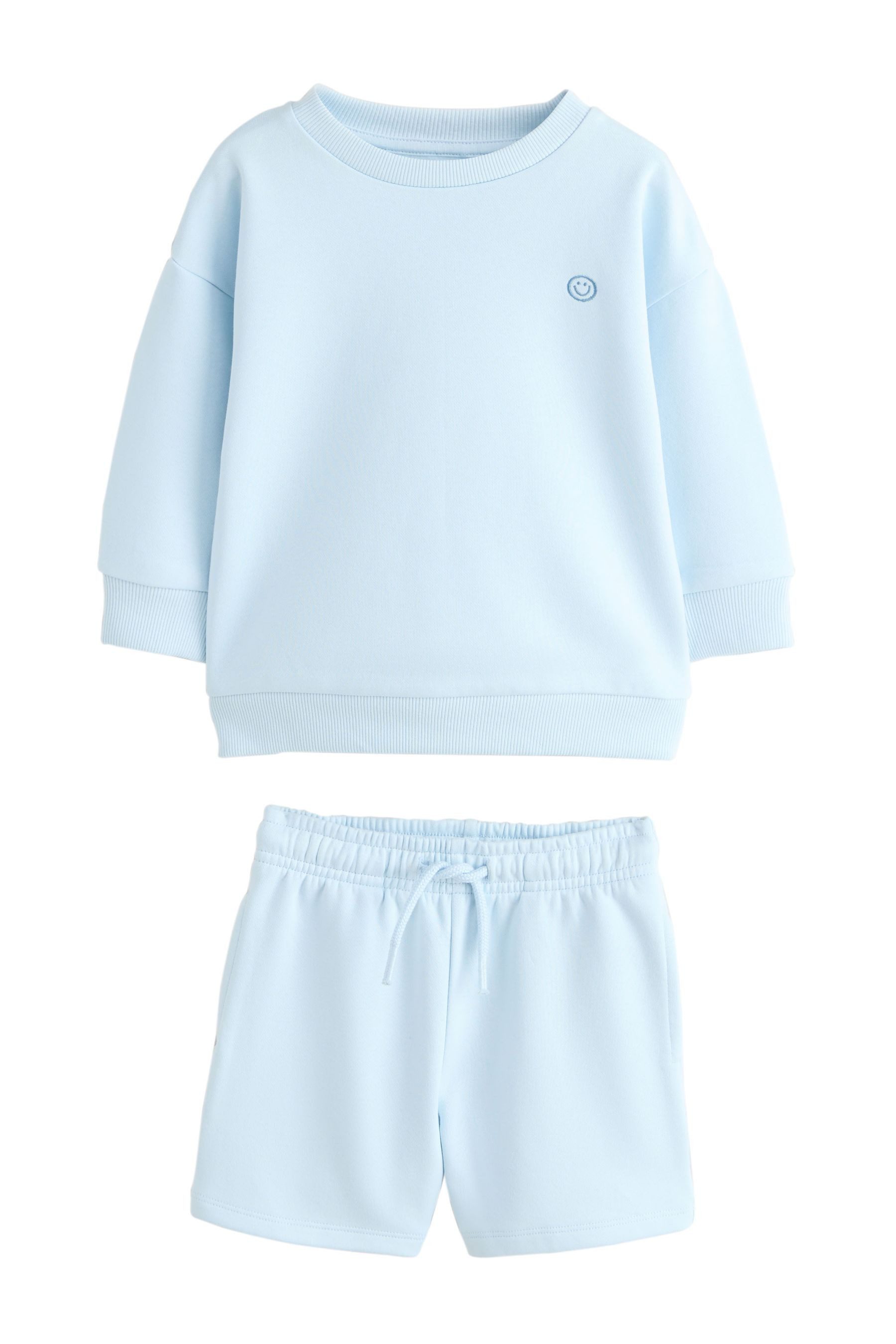 Pullover & Shorts Schlichtes Rundhals-Sweatshirt und Shorts im Set