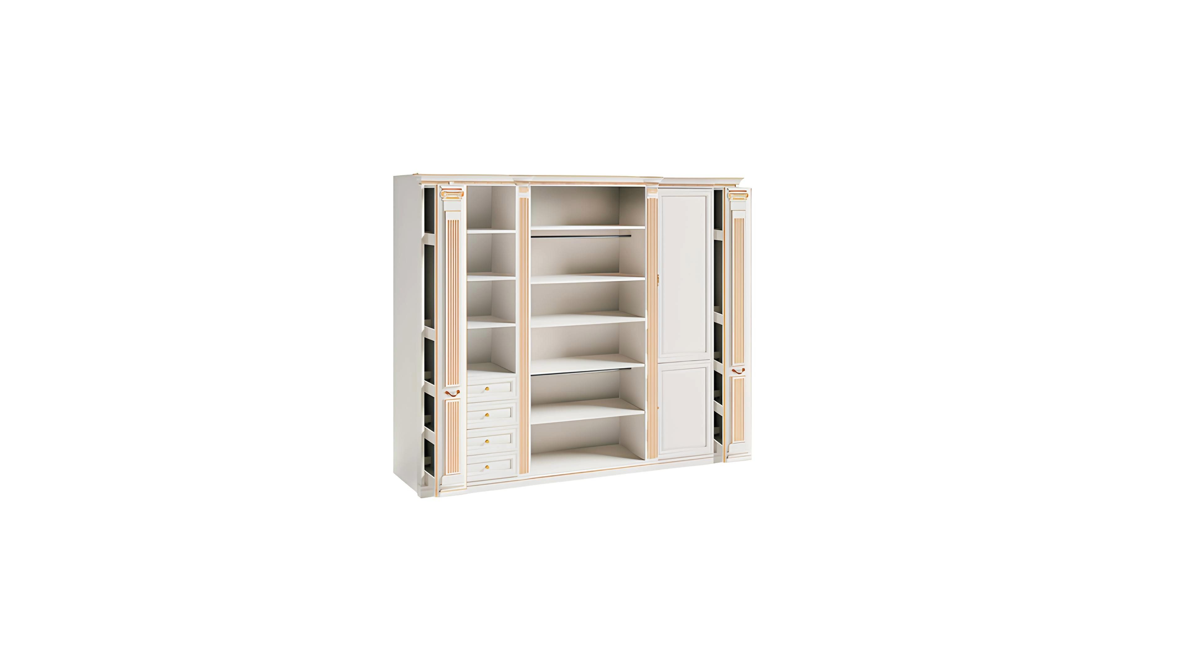 JVmoebel Kleiderschrank Weißer Kleiderschrank aus massivem Holz mit elegantem Design (Kleiderschrank) Made in Europa