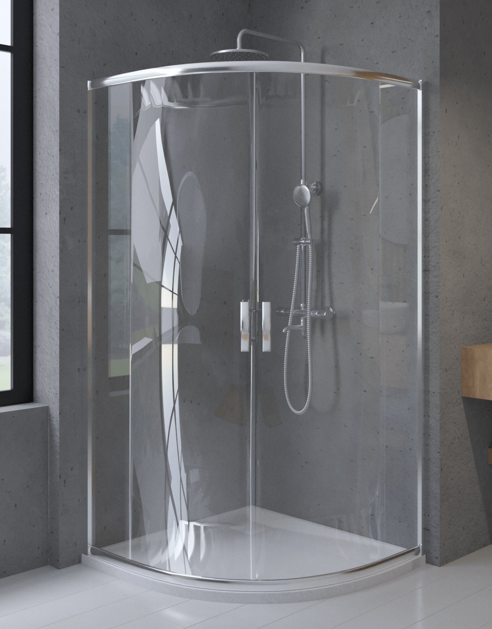 KOLMAN Eckdusche Viertelkreis HELA 80x80 190 cm Transparent Glas, BxT: 80x80 cm, Sicherheitsglas