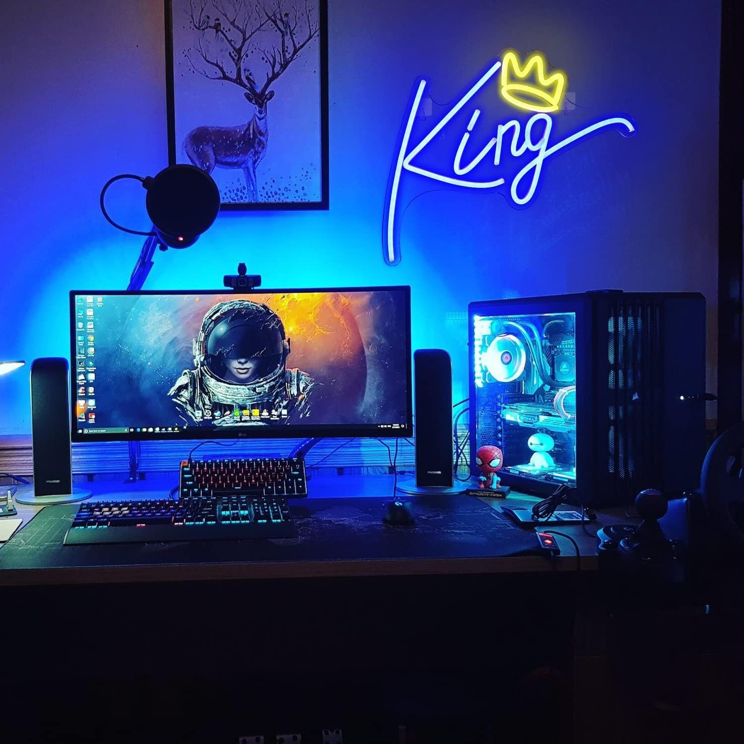 MUPOO LED Dekoobjekt Halloween Deko LED Neonschild King/Queen Acryl Nachtlicht,Schlafzimmer, Ein/Aus-Schalter,USB,Acryl, LED fest integriert, Neon Sign,Wandleuchte für Gaming Room Dekor,2M Kabel-USB