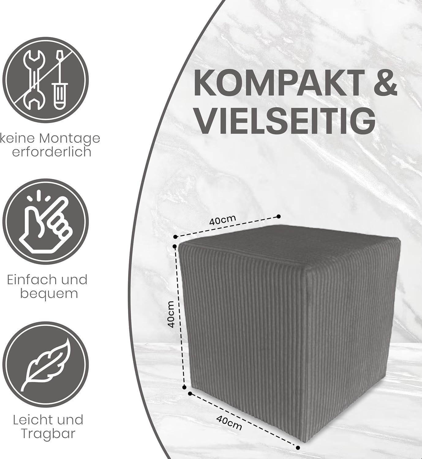 Best for Home Sitzwürfel Best For Home Würfel Pouf Hocker Beige – Samt, Fuß günstig online kaufen