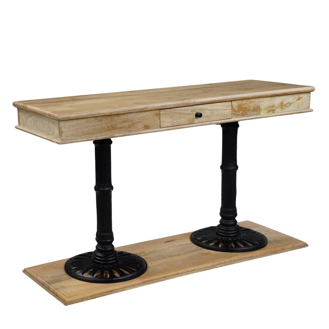 baario Konsolentisch Konsolentisch NEUILLY antik, 140cm Vintage Massivholz Metall barock