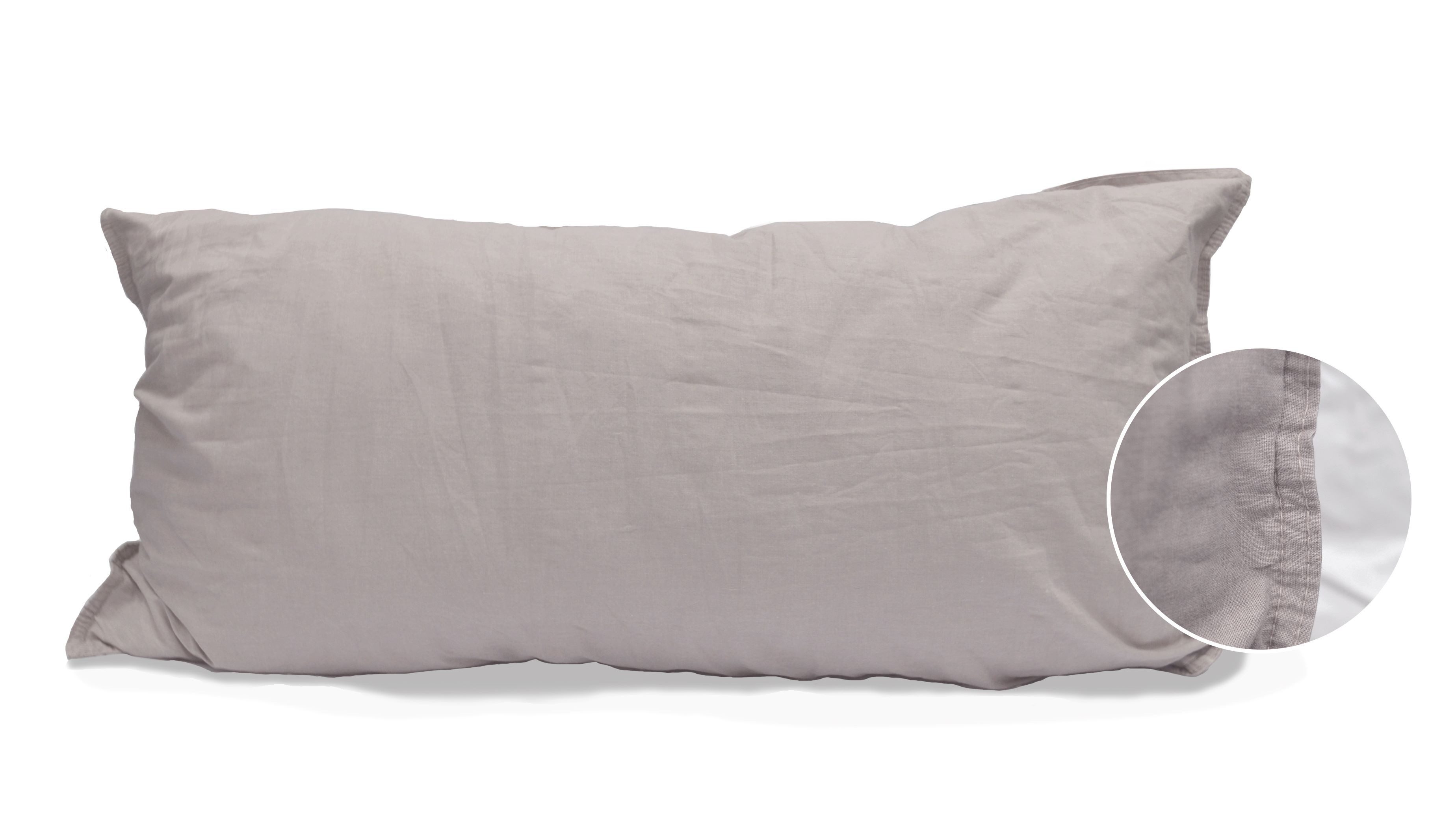 H.G. Hahn Haustextilien Kissenbezüge 2 Stück Hahn Renforce Kissenbezüge 40x80 cm stonewashed kitt steingrau, (2 Stück)