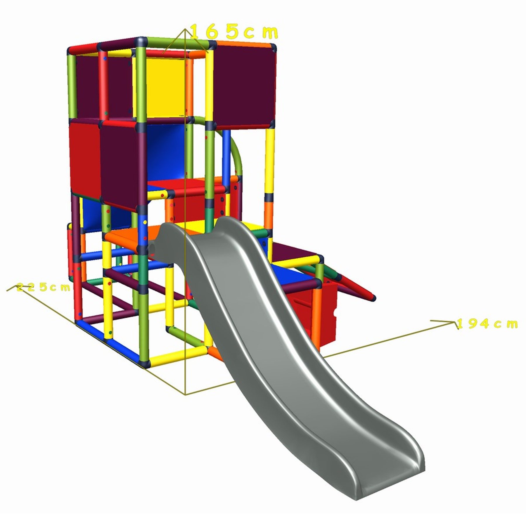 move and stic Josefine großer Kletterturm mit 2 Rutschen und Treppe Konstruktions-Spielset, In- und Outdoor