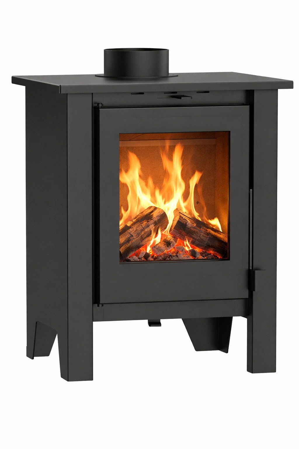 NEMAXX Holzpellets H8 Belüfteter Holzofen Schwarz 7,6 kW 50–90 m² Warmluftgebläse, 1 kg, (Tangentiallüfter 2–stufig–Primär-/Sekundärluft–EEK A–76 %–Ø 150 mm), Vermiculite-Auskleidung – Keramikglas 850 °C
