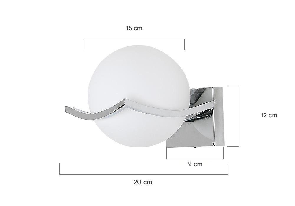Riserva Kronleuchter Glaskugel Wandleuchte Innen E27 Chrom, Wandlampe Schlafzimmer