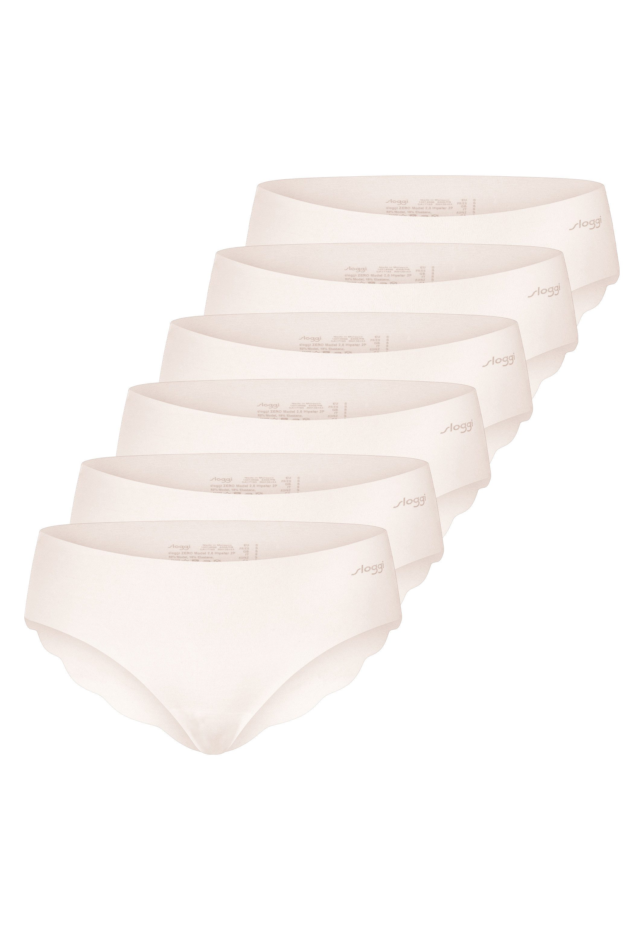 sloggi Hipster 6er Pack ZERO Modal 2.0 (Spar-Set, 6-St) Hipster - Nahtlos - Bewegungsfreiheit durch elastischen Bund