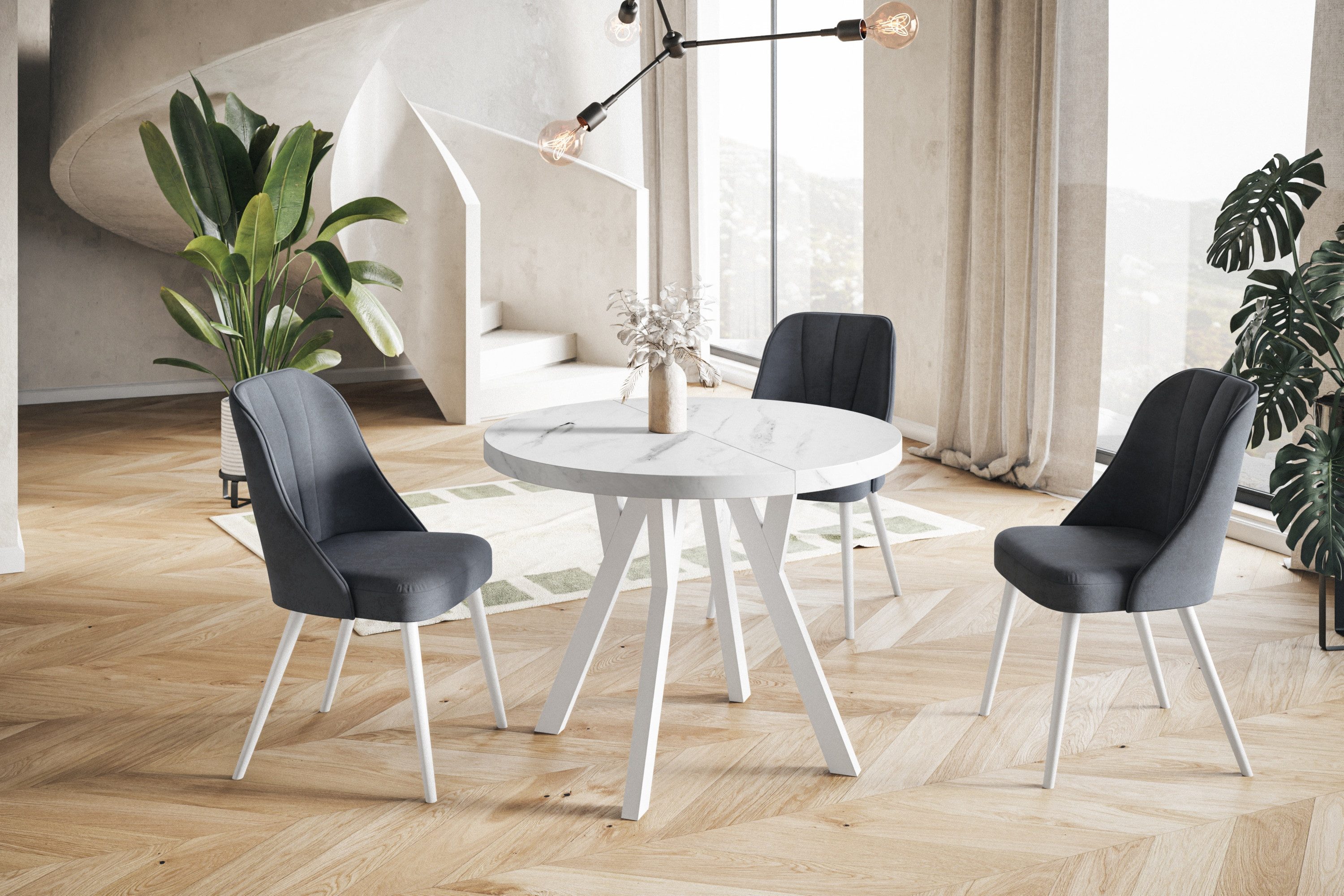 Alpi-Möbel Esstisch Wohnzimmertisch - Ausziehbarer runder Tisch 80-120 cm - günstig online kaufen