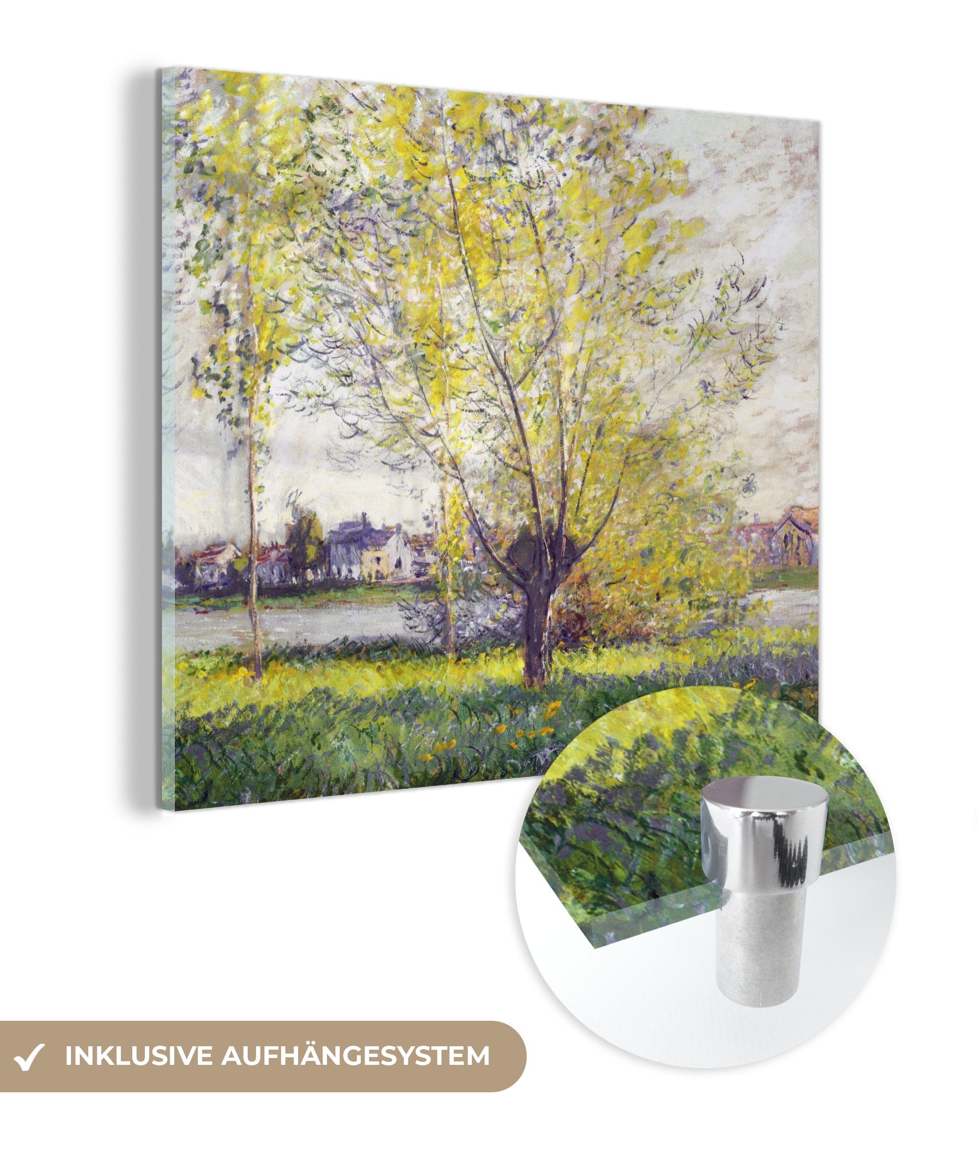 MuchoWow Acrylglasbild Die Weiden - Claude Monet, (1 St), Glasbilder - Bilder auf Glas Wandbild - Foto auf Glas - Wanddekoration