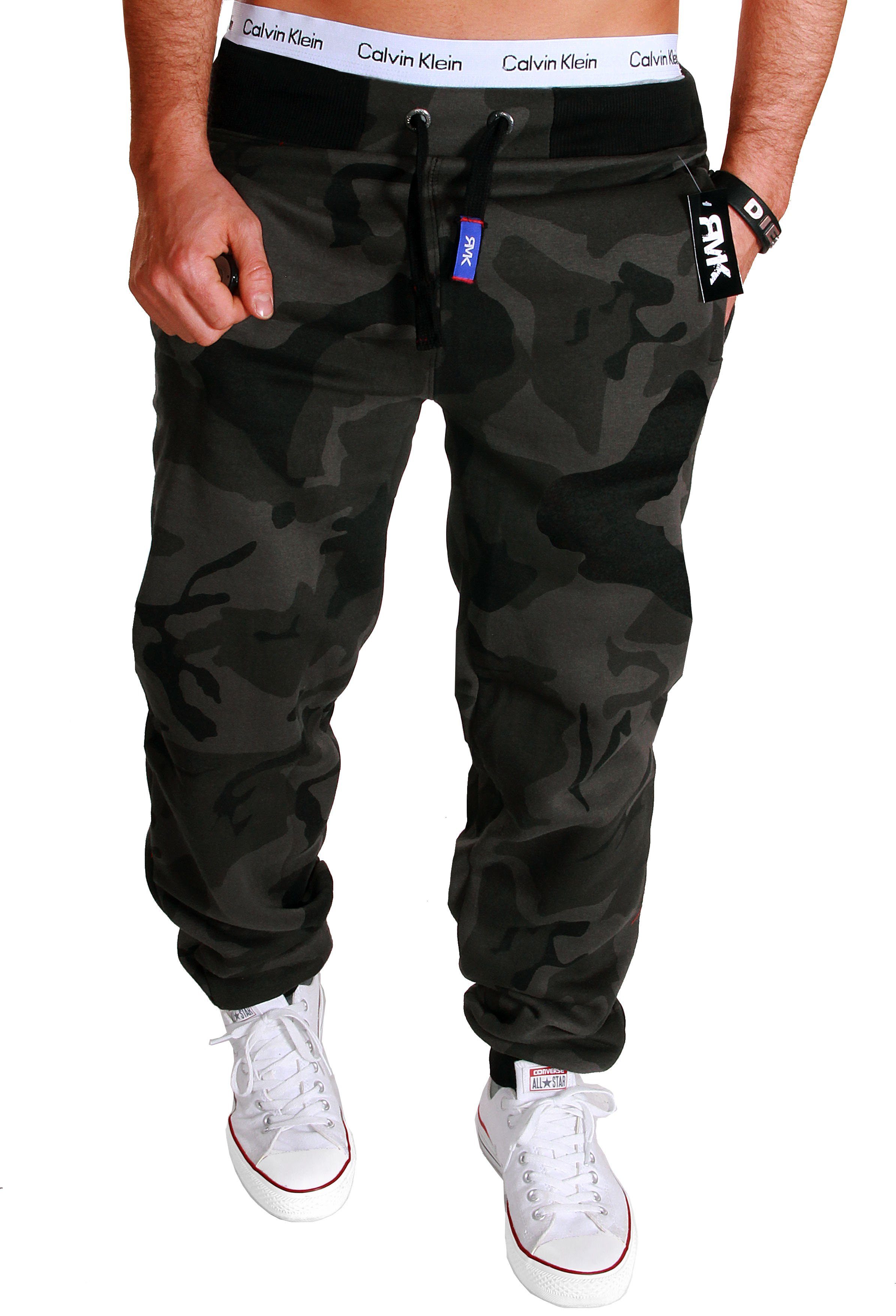 RMK Jogginghose Damen Trainingshose Fitnesshose Sporthose Camouflage Sweatpants elastischer Bund