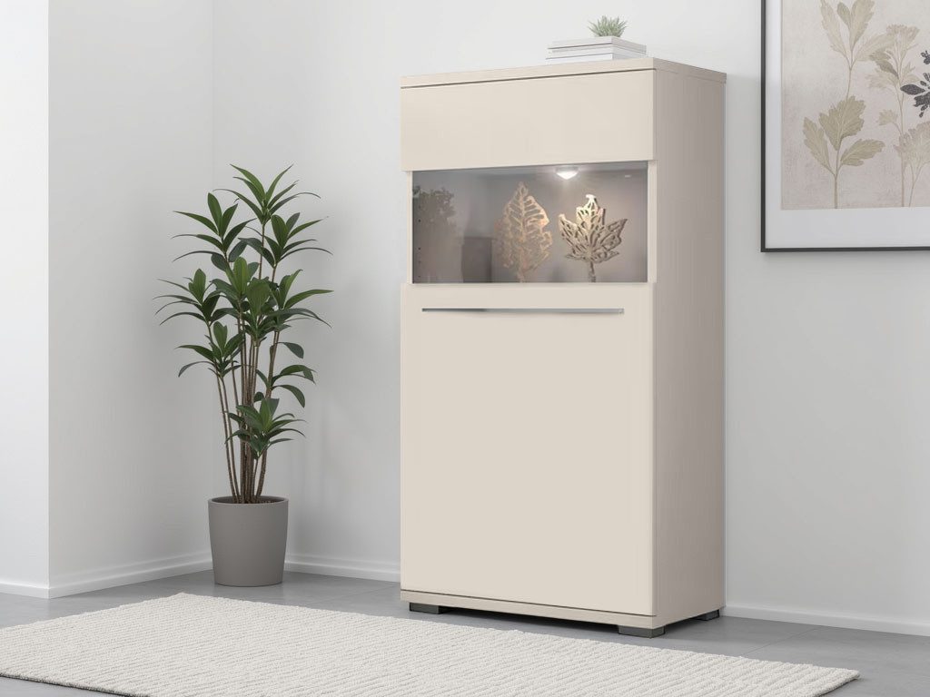 Places of Style Highboard Piano Vitrine (H/B/T): 123/60/40,2cm), UV lackiert, Soft-Close Funktion