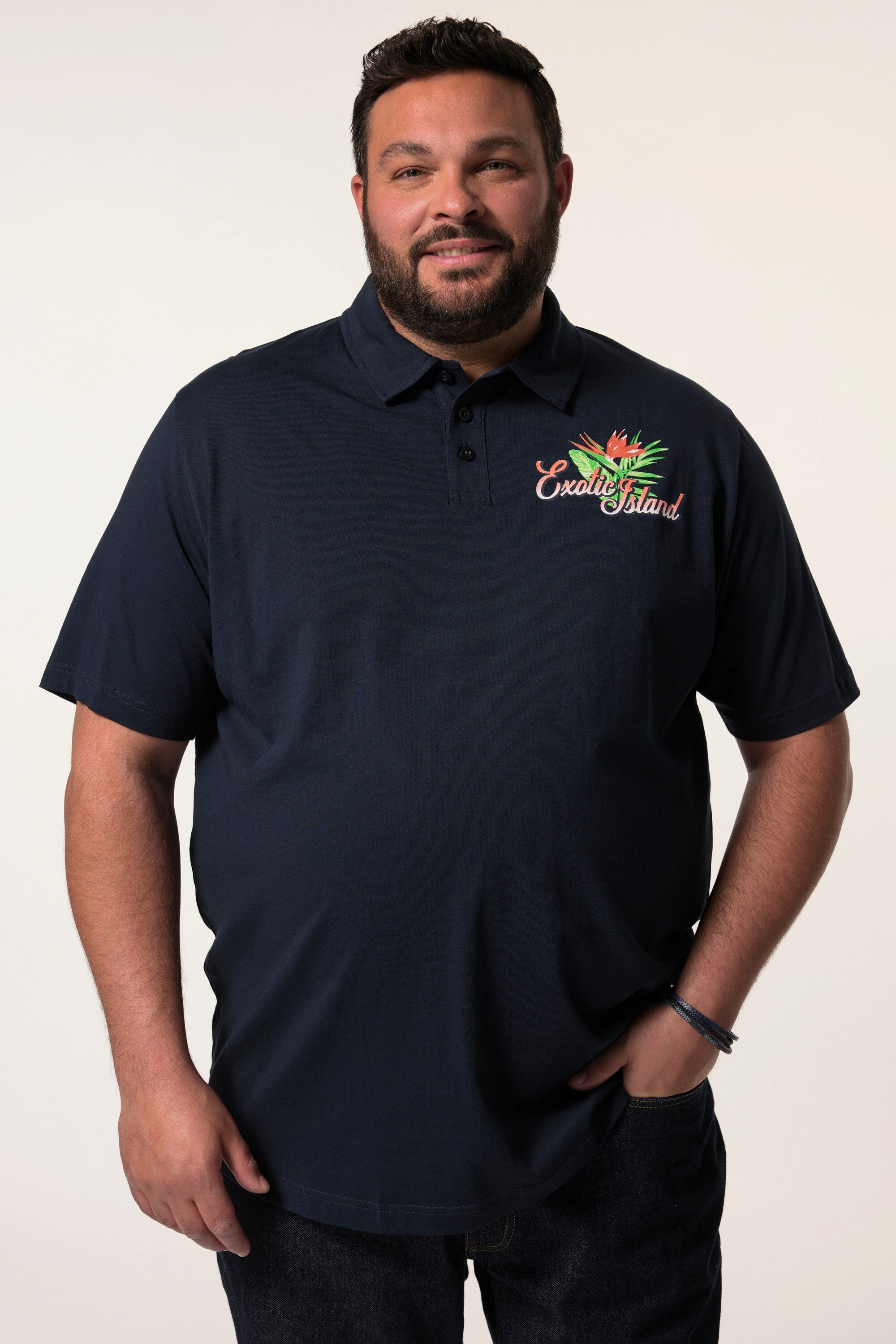 Men Plus Poloshirt Poloshirt Halbarm Print
