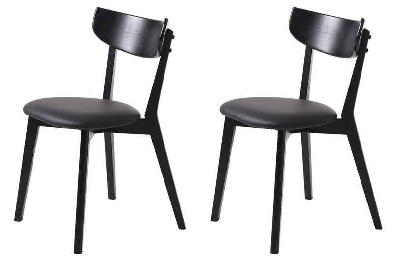 möbelando Stuhl PERO (2er-Set), aus Eiche in schwarz