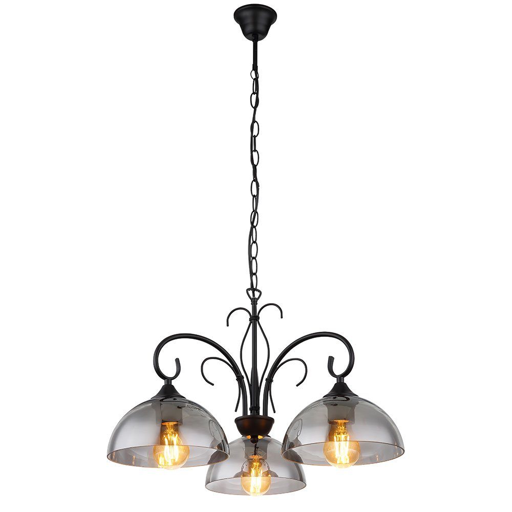 GLOBO LIGHTING Kronleuchter, Leuchtmittel nicht inklusive, Pendelleuchte Wohnzimmerlampe Rauchglas Höhenverstellbar H 120 cm