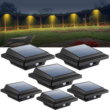 KEENZO Dachrinnenleuchte 6Stk.40LEDs Solarlampen Zaun-Wandleuchte mit Bewegungsmelder, Warmweiß