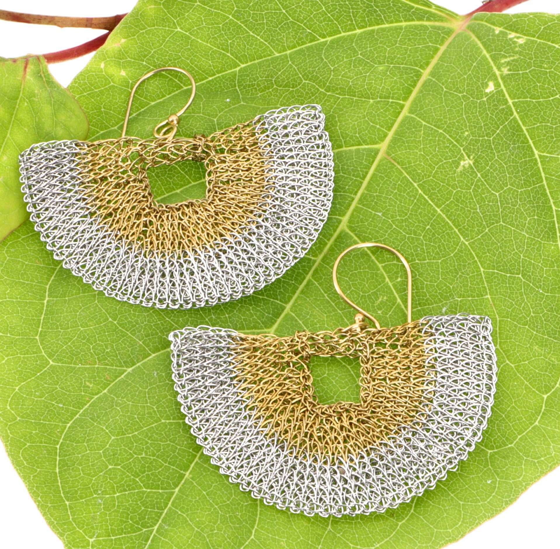 Guru-Shop Paar Ohrhänger Boho Ohrringe aus gehäkeltem Draht - Modell 11