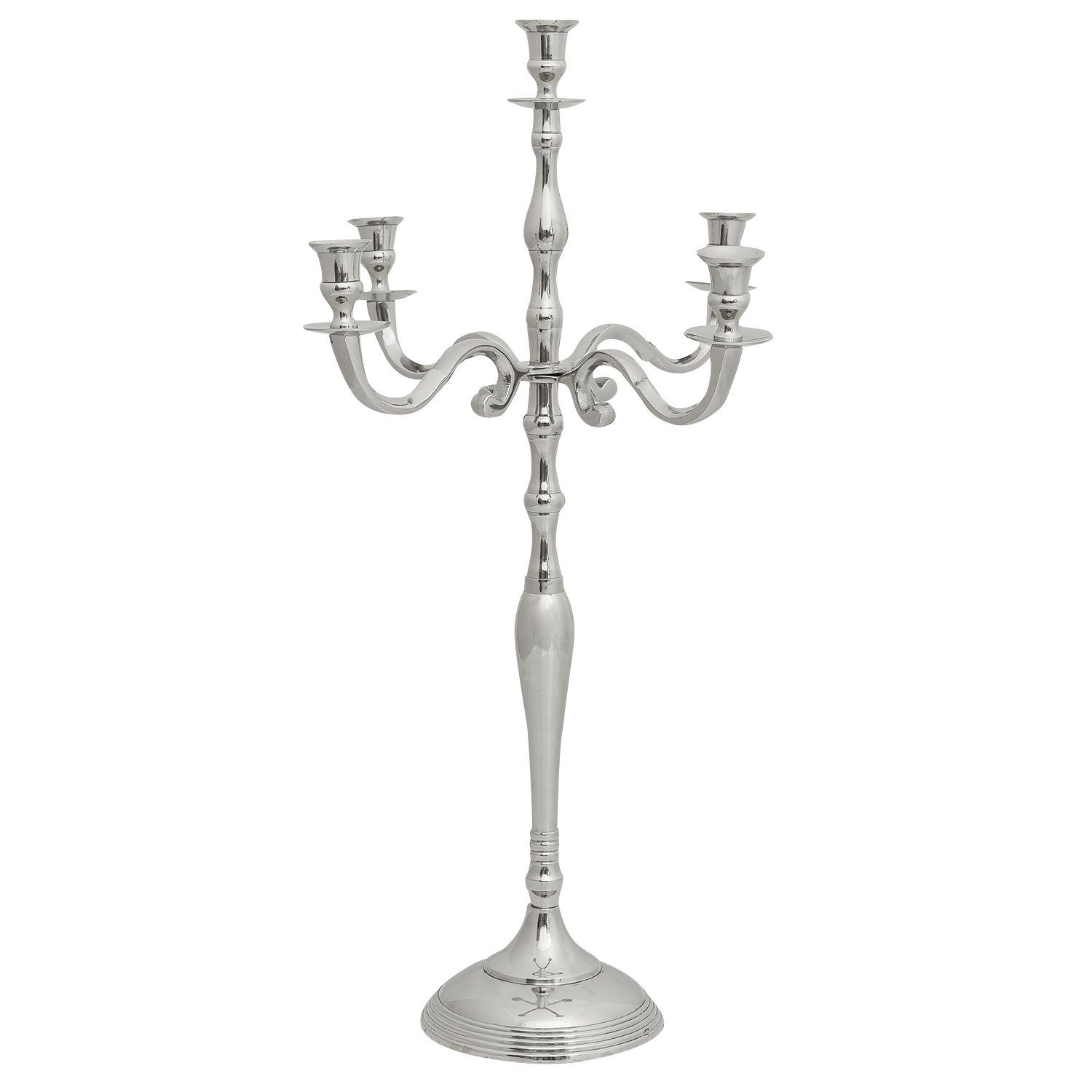 Aubaho 5-armig Aluminium silber 78cm Kerzenständer Kerzenhalter Kerzenständer Antik-Stil