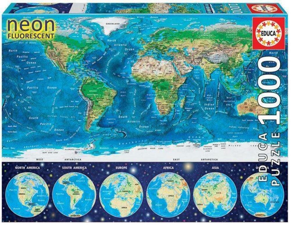Carletto Puzzle Educa - Weltkarte 1000 Teile Nachtleuchtpuzzle, 1000  Puzzleteile