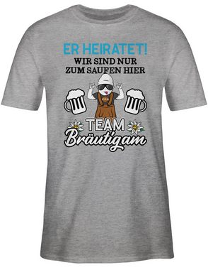 Shirtracer T-Shirt Er heiratet wir sind nur zum saufen hier - Team Bräutigam - Schwarz/Bl JGA Männer