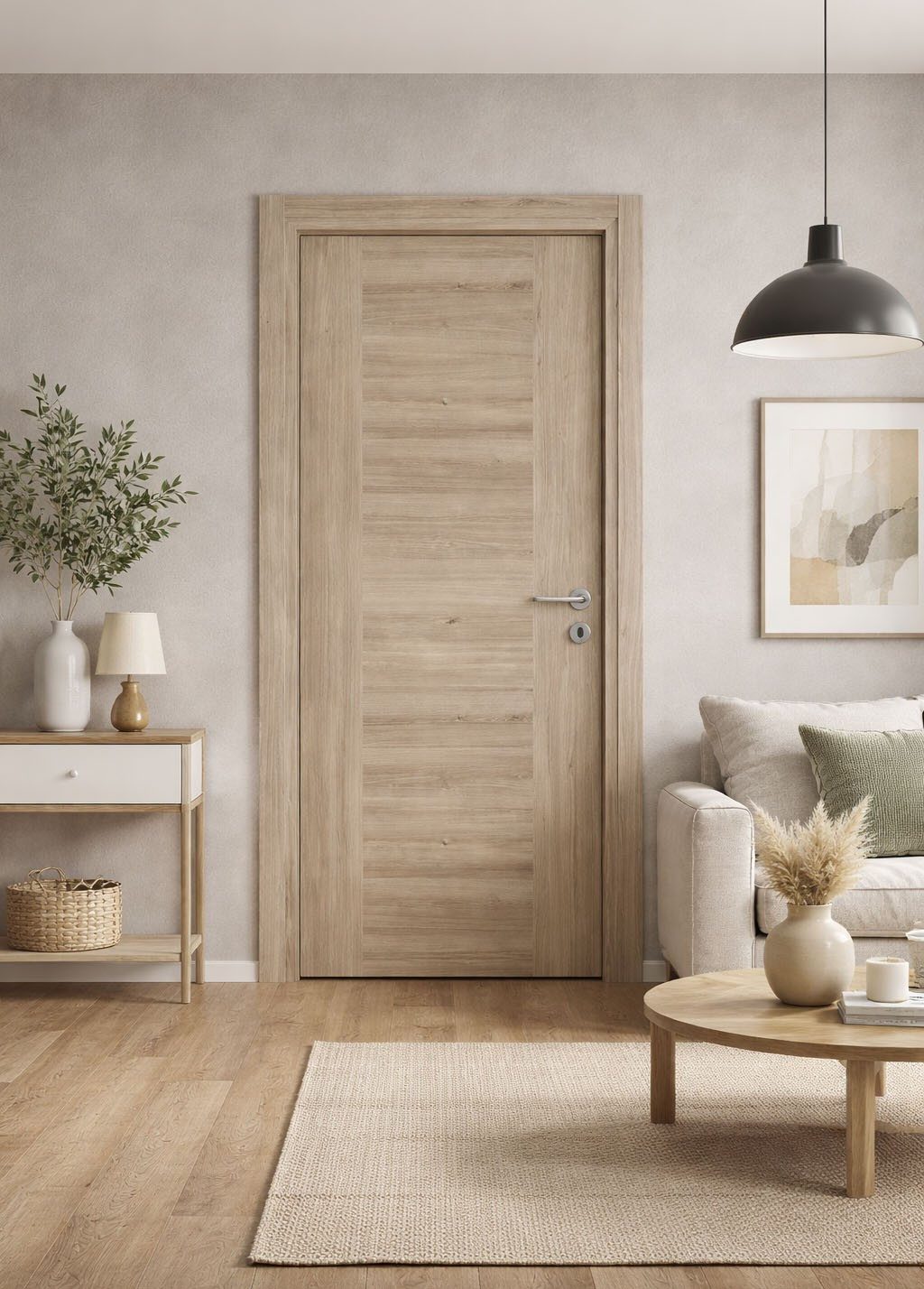 Xlmoebel Zimmertür Elegante hellbraune Innentür im modernen Design aus Holz, Made in Europa