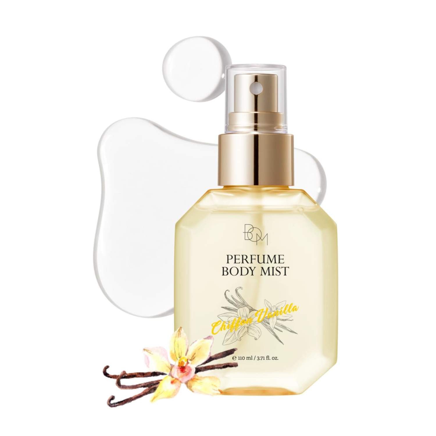 Beauty of Majesty Körperspray Chiffon Vanilla Perfume Body Mist 110ml – Körperspray mit 24h, Vanilleduft, Niacinamid & Hyaluronsäure, koreanisches Duftspray