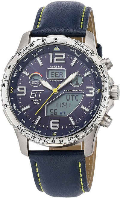 ETT Funkchronograph Professional World Timer, EGT-11574-31L, Armbanduhr, Herrenuhr, Stoppfunktion, Datum, Solar