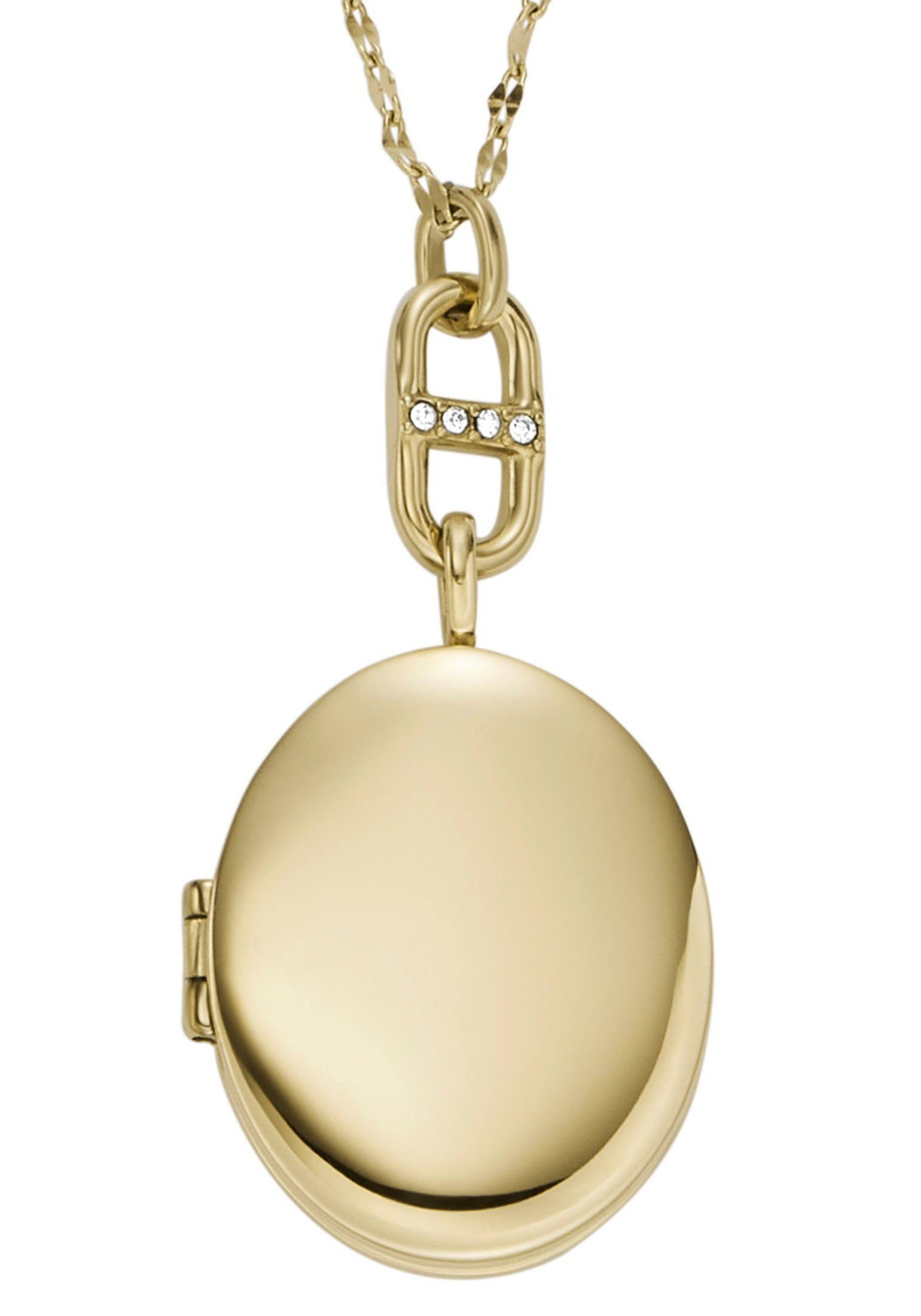 Fossil Kette mit Anhänger Schmuck Geschenk Edelstahl Halskette JEWELRY, mit Glasstein