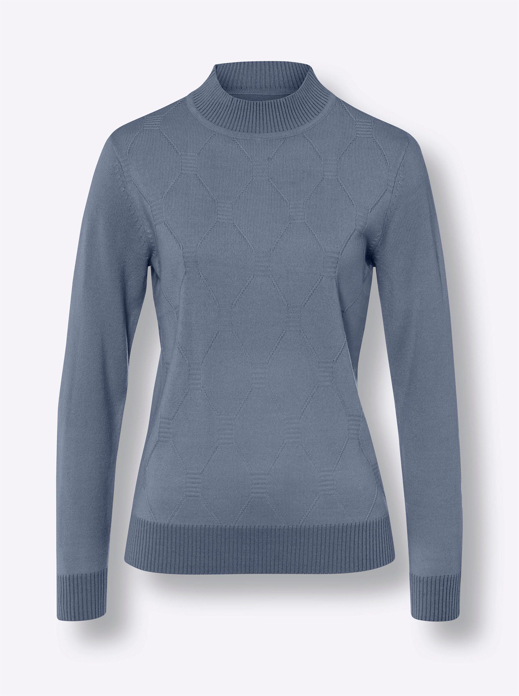 Strickpullover Stehkragen-Pullover Langarm Feinstrick