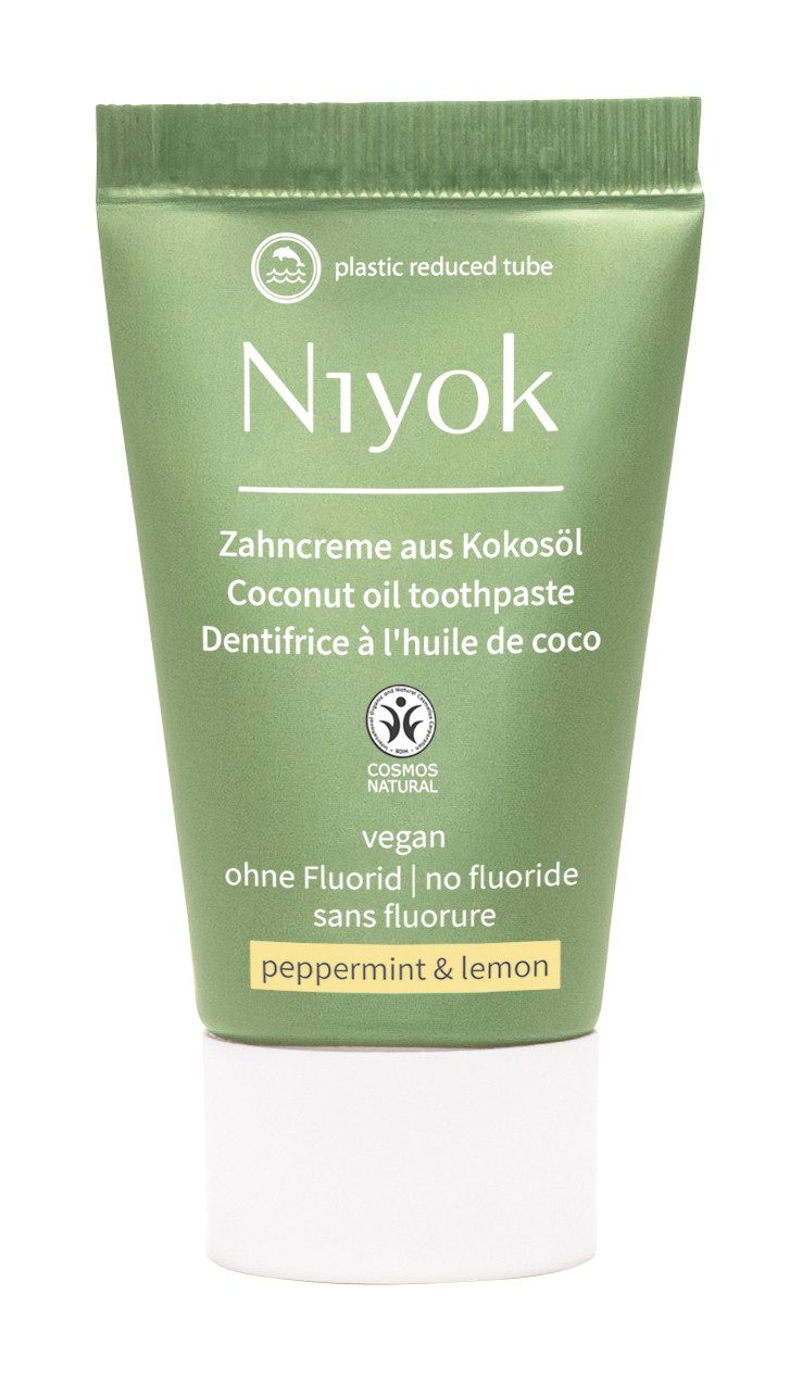 Niyok Zahnpasta aus Bio Kokosöl Ohne Fluorid & Vegan für Intensive Pflege & Frische, Pfefferminze & Zitrone (peppermint & lemon)