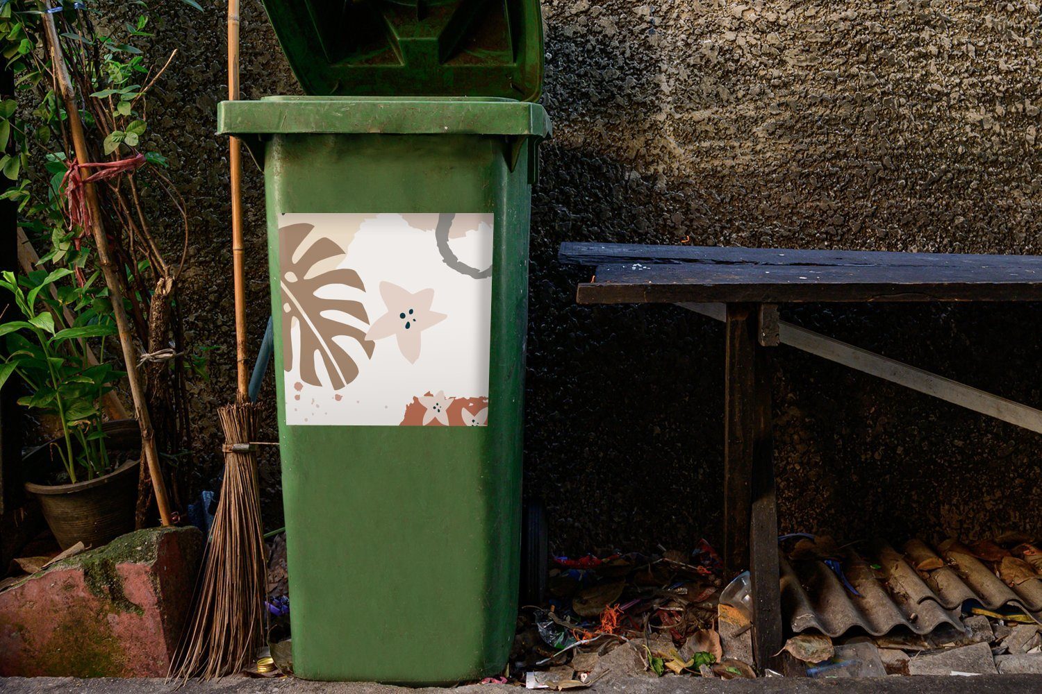 Mülleimer-aufkleber, Sommer Stern Container, - - (1 Wandsticker Sticker, Mülltonne, Abfalbehälter Weiß St), MuchoWow