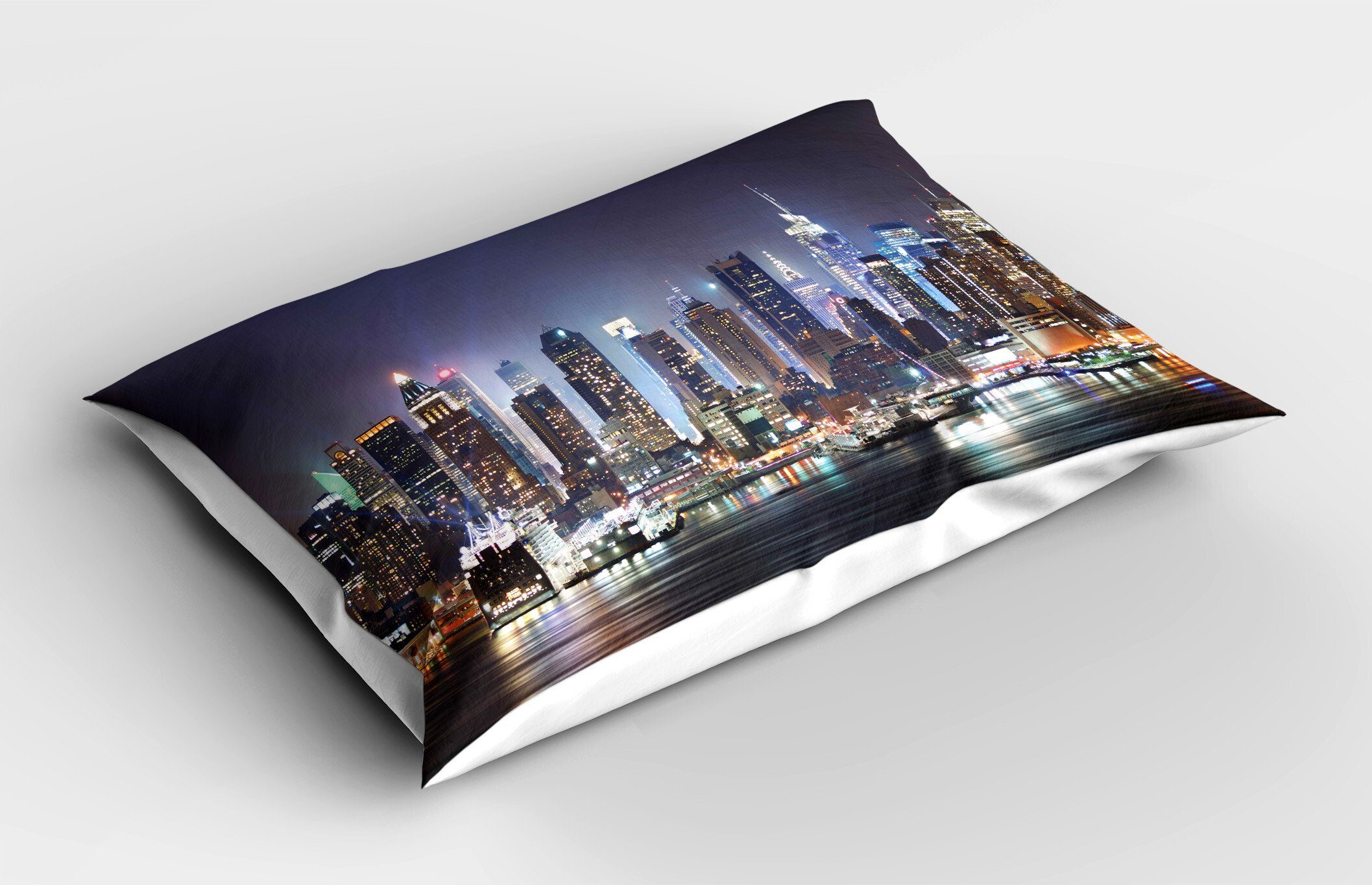 nachts Kissenbezug, Dekorativer Kissenbezüge Manhattan-Skyline Abakuhaus York Gedruckter King (1 Size New Stück), Standard