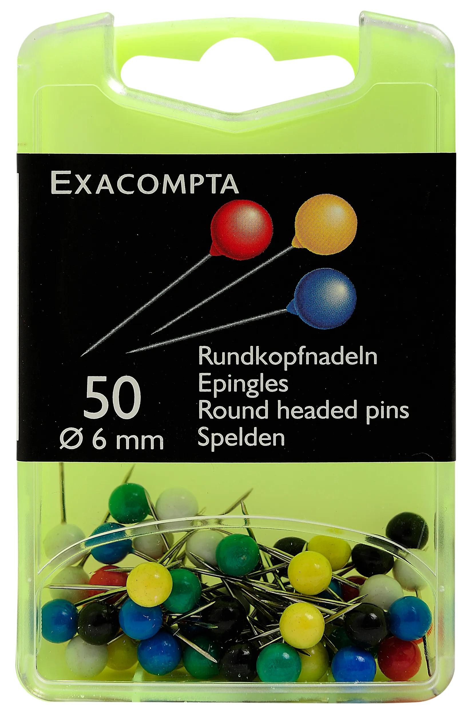 Pinnnadel Blisterbox 50x Rundkopfnadeln rund Ø6mm Spitze 6mm sortiert 14375E