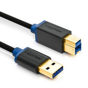 deleyCON deleyCON 1m USB 3.0 Scanner- Druckerkabel USB A-Stecker zu B-Stecker USB-Kabel