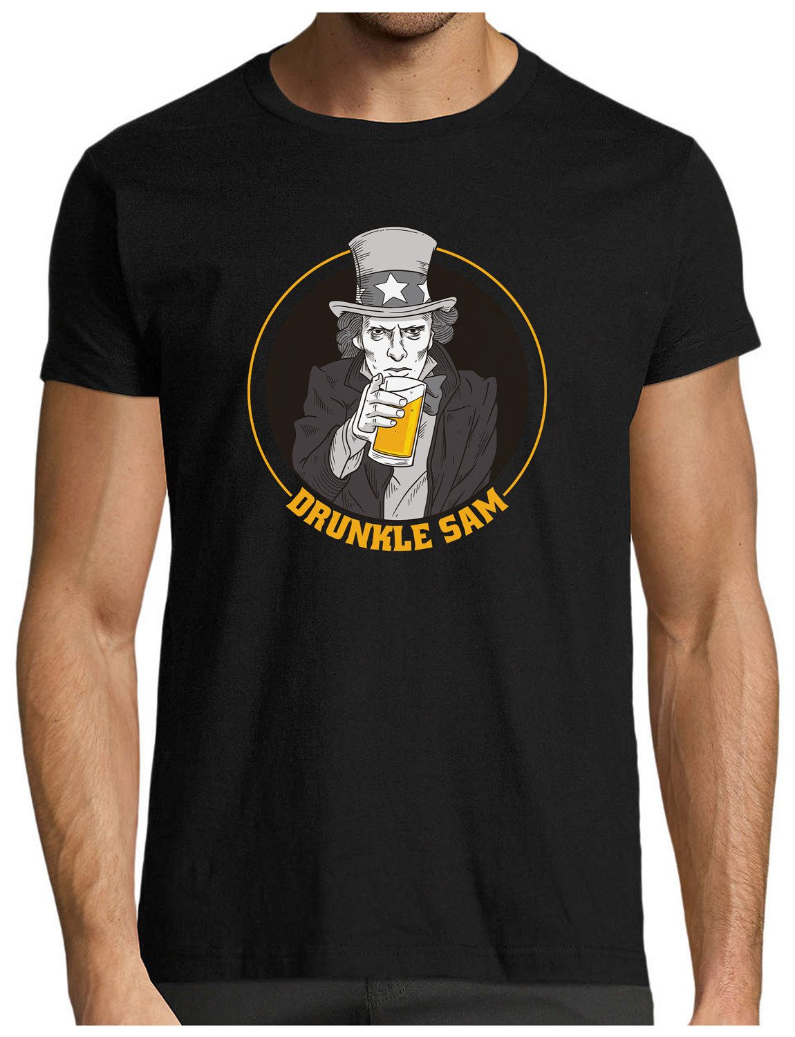 T-Shirt Herren Print Shirt - Party Shirt USA Drunkle Sam