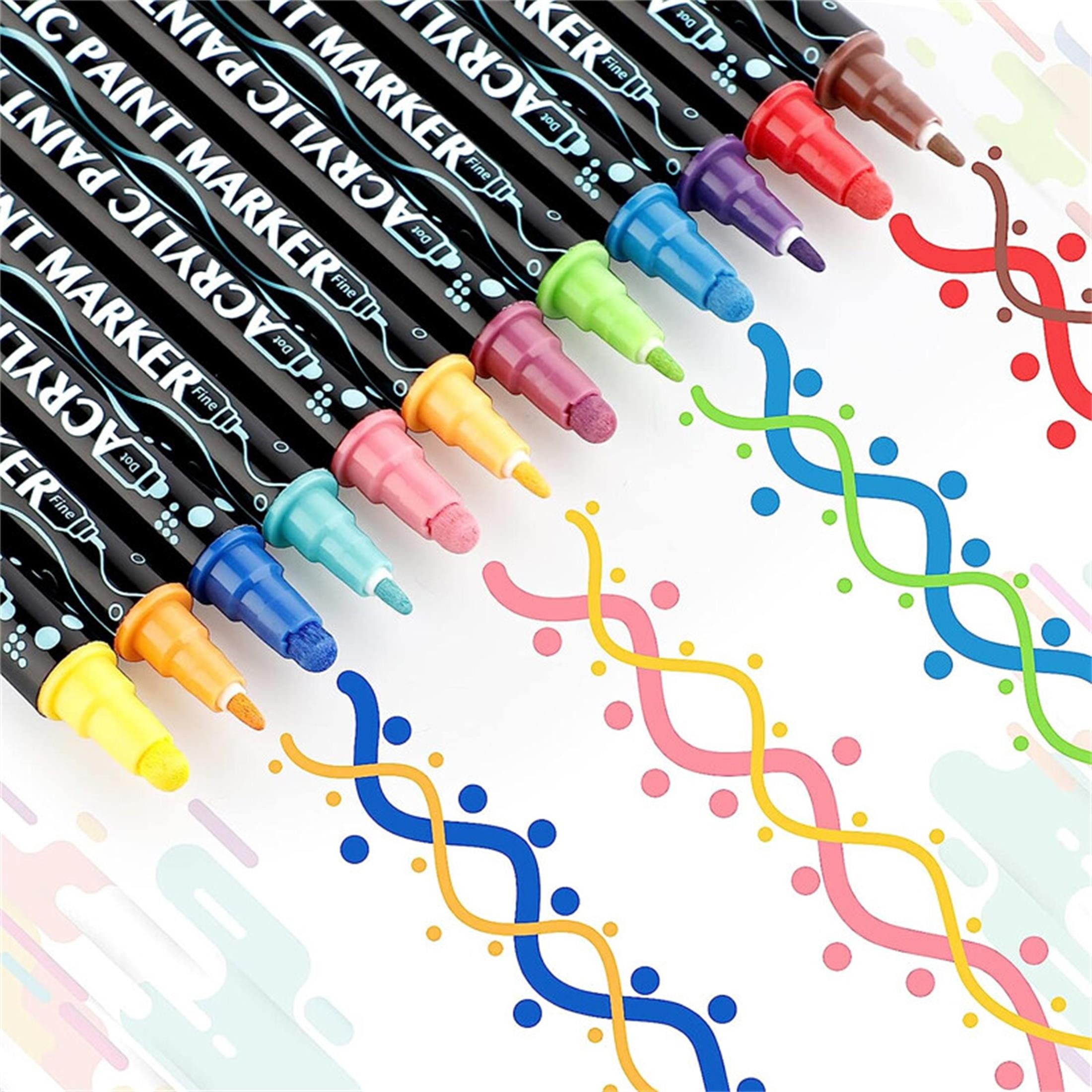 ibettertec Marker 25 Acrylstifte Marker Set, wasserfest, spülmaschinenfest, (1-5 mm, für Stein, Glas, Keramik, Holz, Kunsthandwerk)