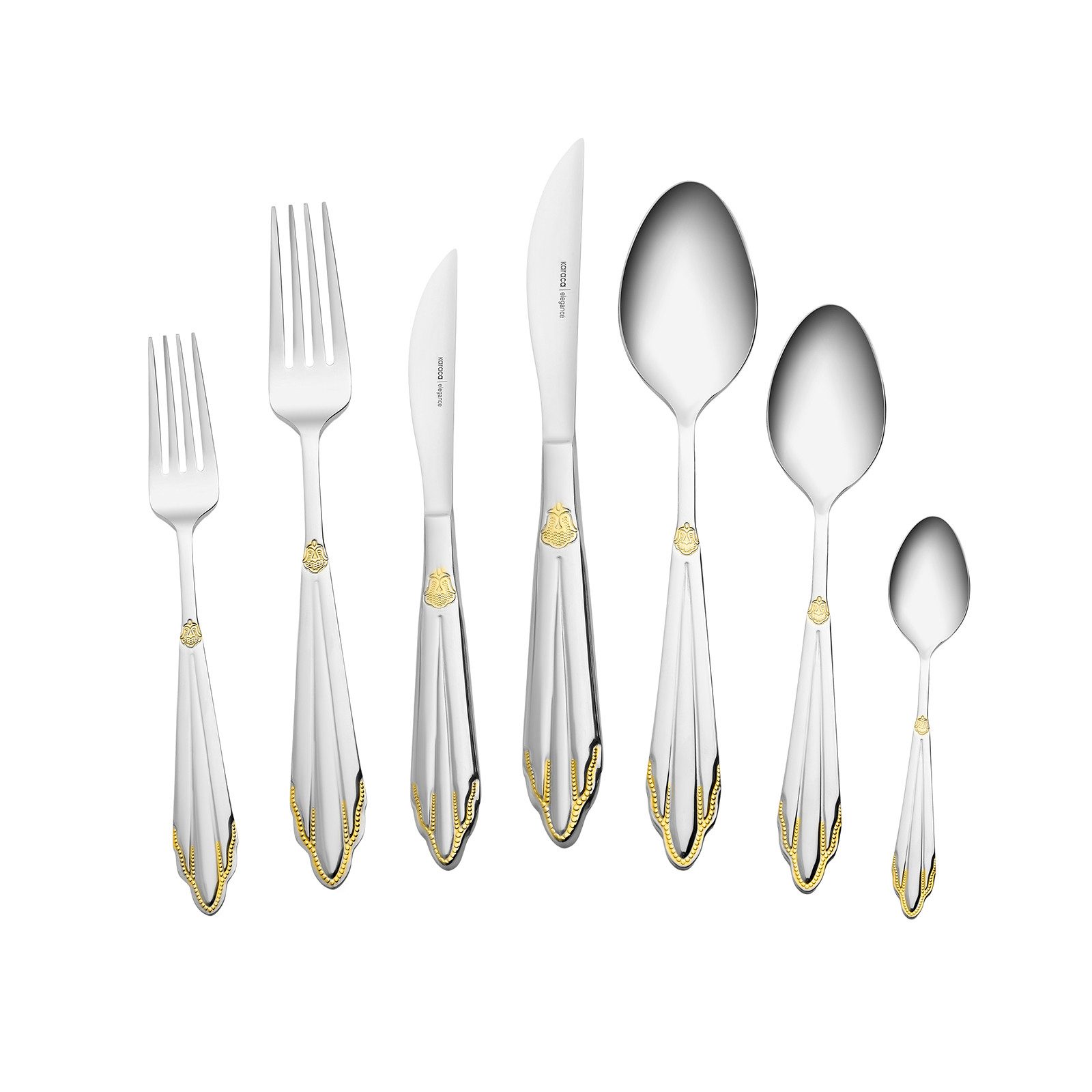 Karaca Besteck-Set Elegance Mantilla Silver 84-teiliges Besteckset für 12 Personen, 12 Personen, Spülmaschinengeeignet