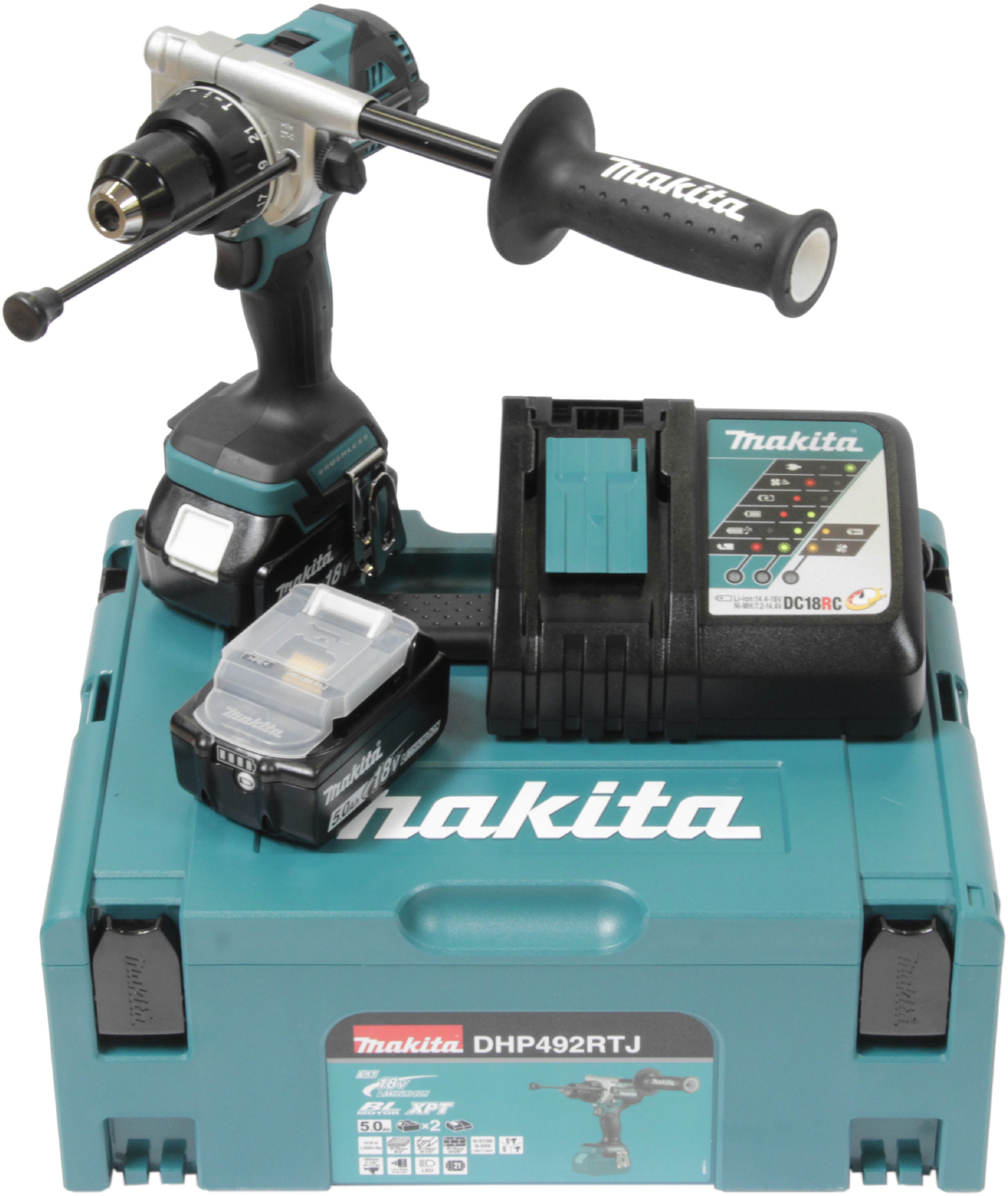 Makita Akku-Schlagbohrschrauber DHP492RTJ, (Set), inkl. 2 Akkus und Ladegerät