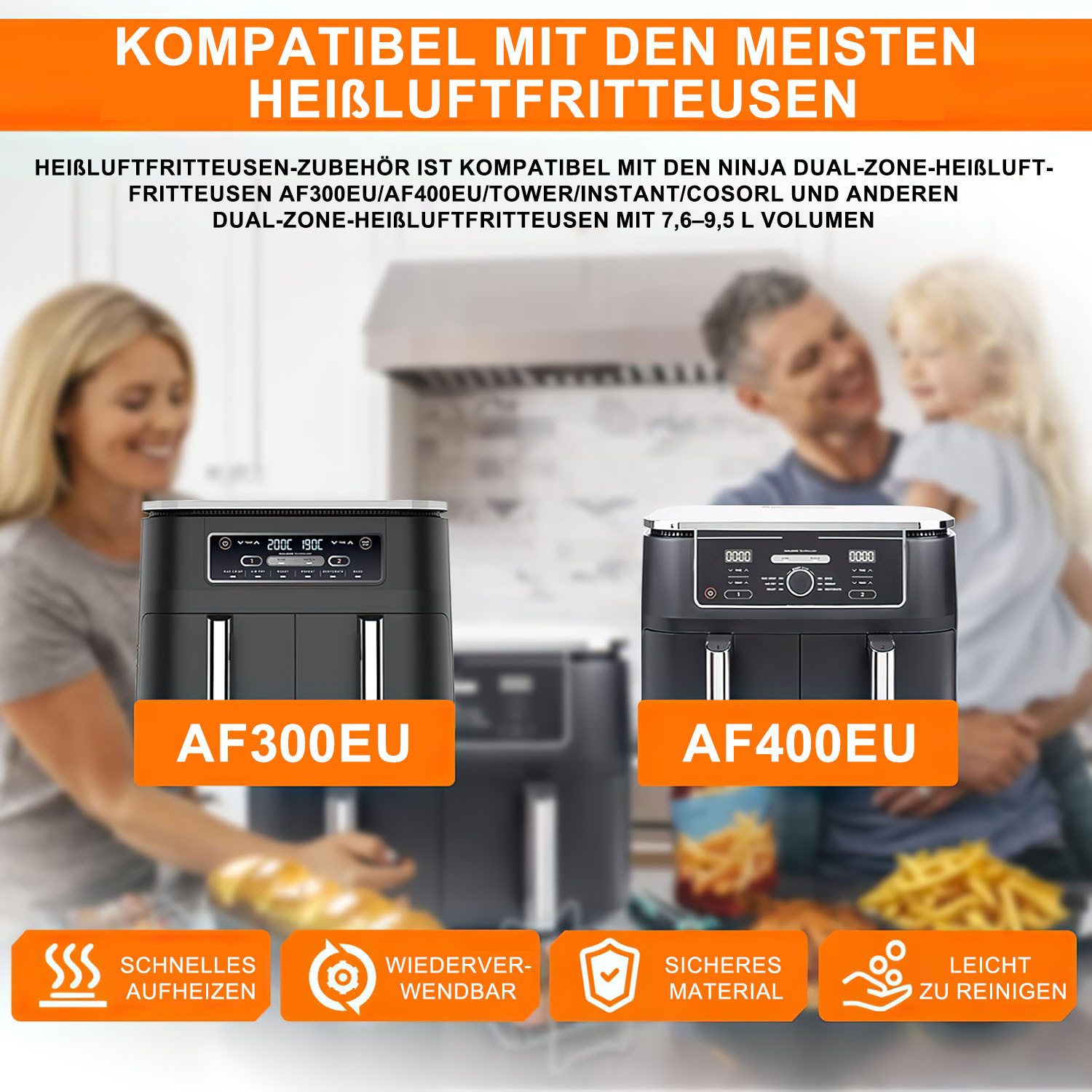 HEYHIPPO Airfryer-Grillrost Ninja Foodi AF400/AF300 Zubehör – Grillpfanne & Grill 25-teiliges Set (25-St., Antihaftbeschichtung–leicht zu reinigen&langlebigrobust&pflegeleicht), Ninja Airfryer Zubehör 25-tlg. – Back- & Grillset, hitzebeständig