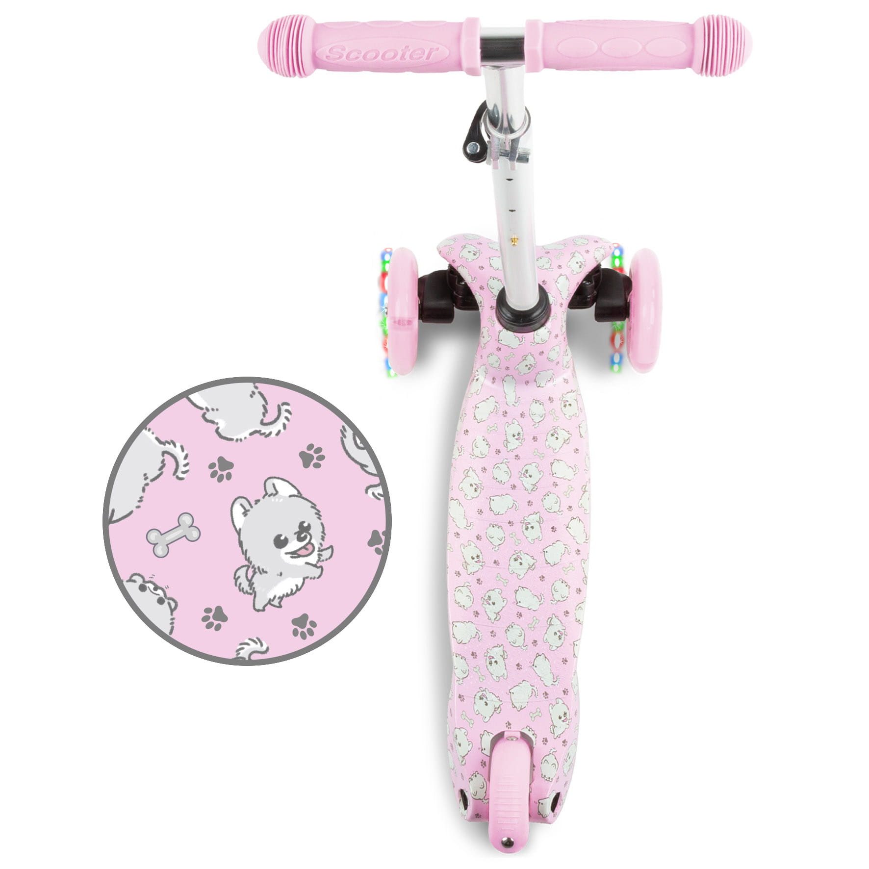 COIL Dreiradscooter Kinderroller, Tretroller, Dreirad-Balance-Roller, Cityroller, 10 km/h, ABEC-7-Lager, 3-stufige Lenkradverstellung, LED-Räder