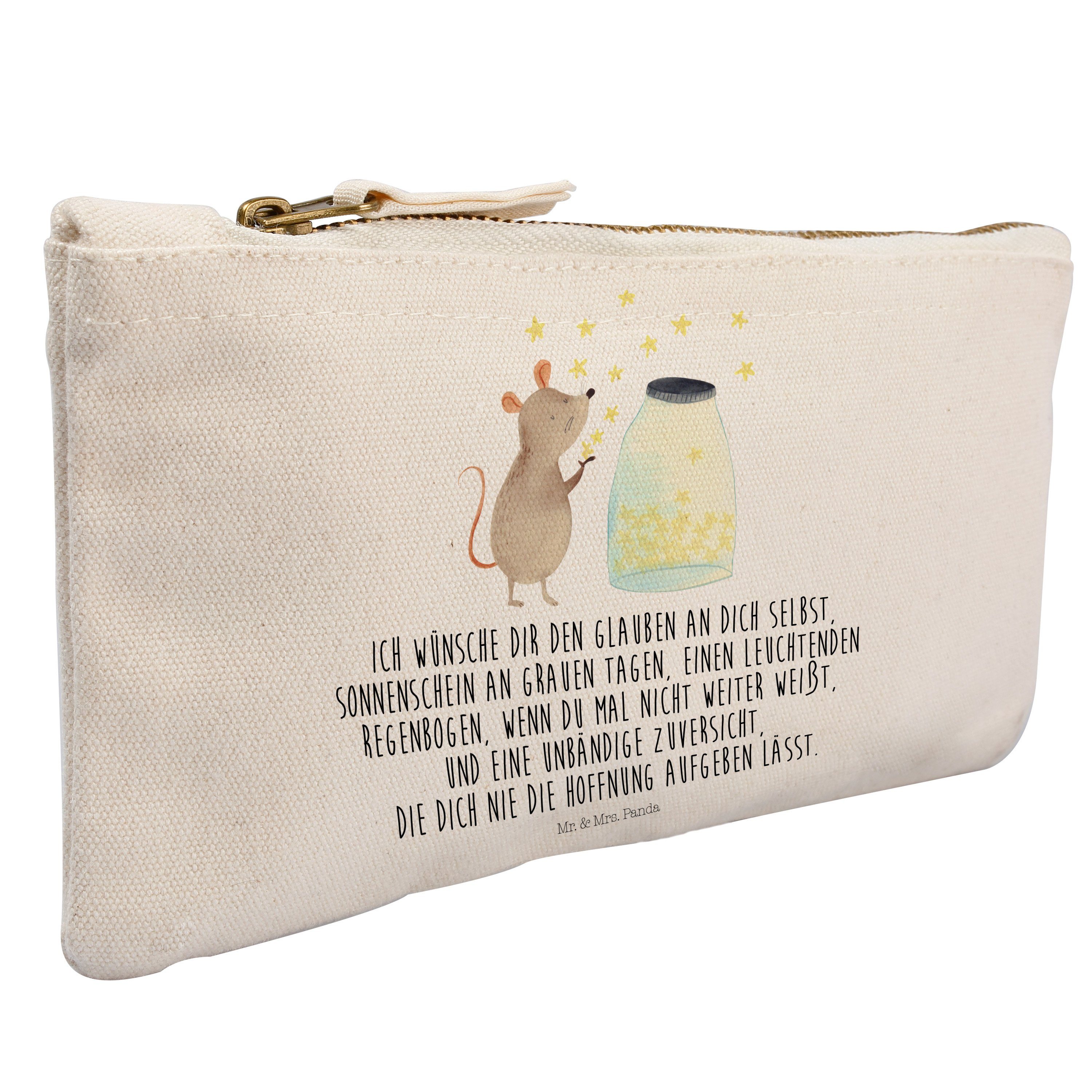 Kosmetiktasche & Geschenk, Hoffnung, Mrs. - Mr. (1-tlg) Maus Federmappe, süße Panda Sterne - Tiermotive, Weiß